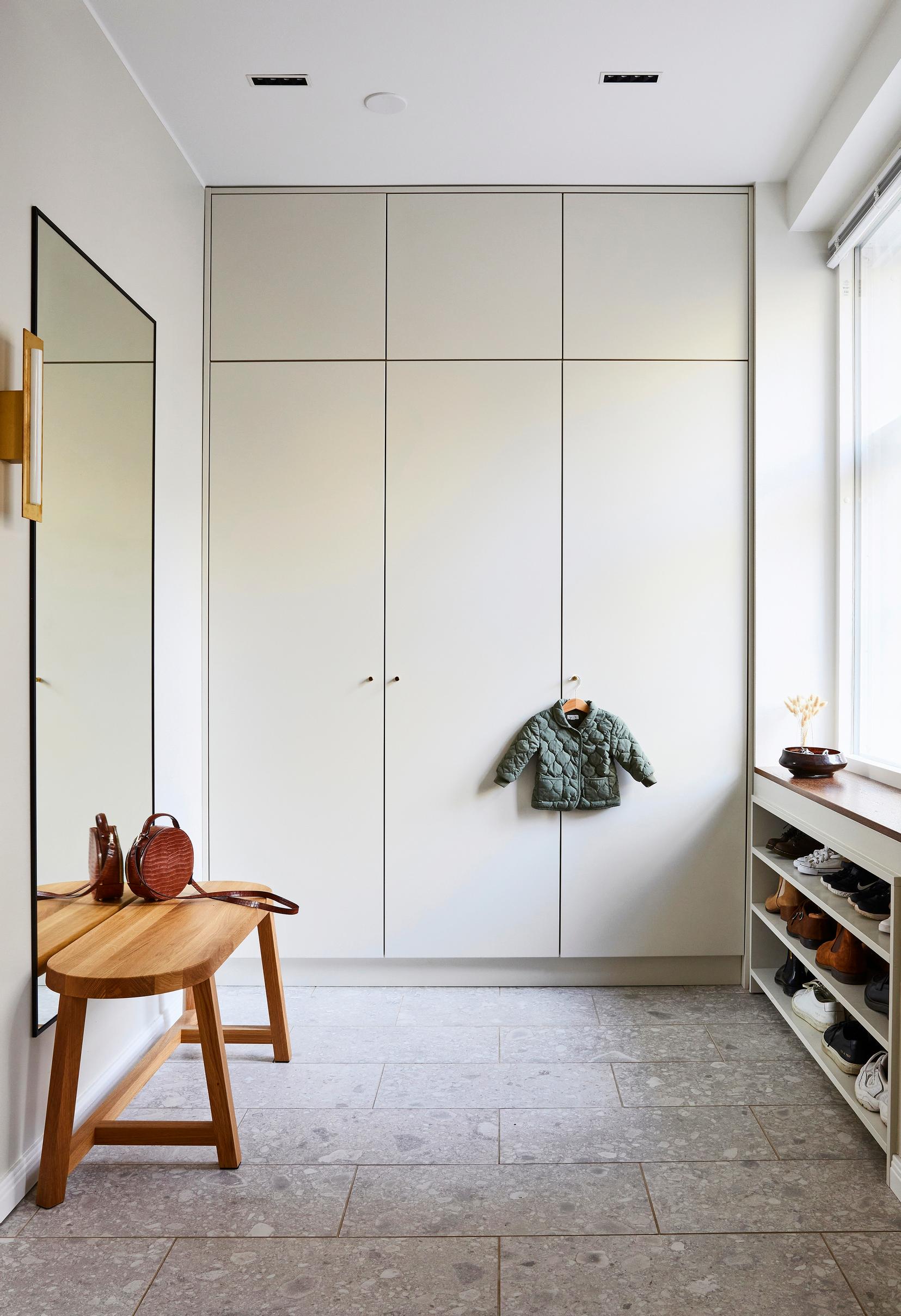An entryway in a home built from a garage