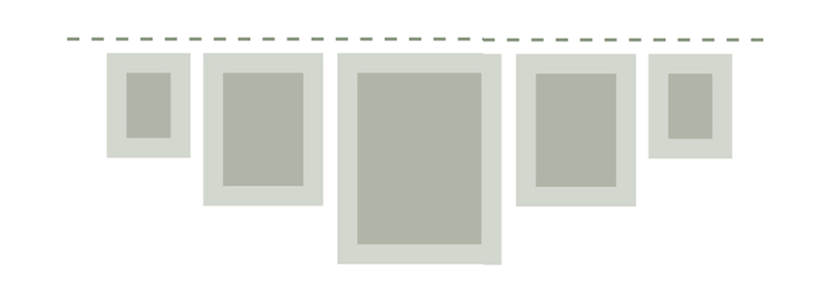 Hanging pictures by aligning their top edges