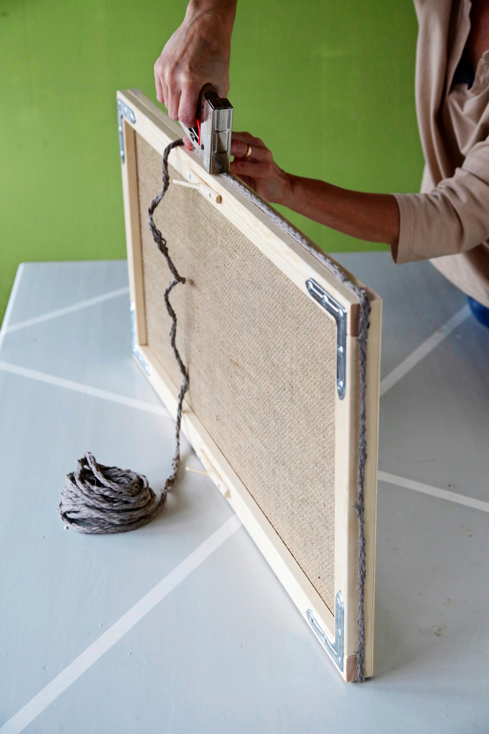 Stapling window sealing cord to the diy mosquito net for windows