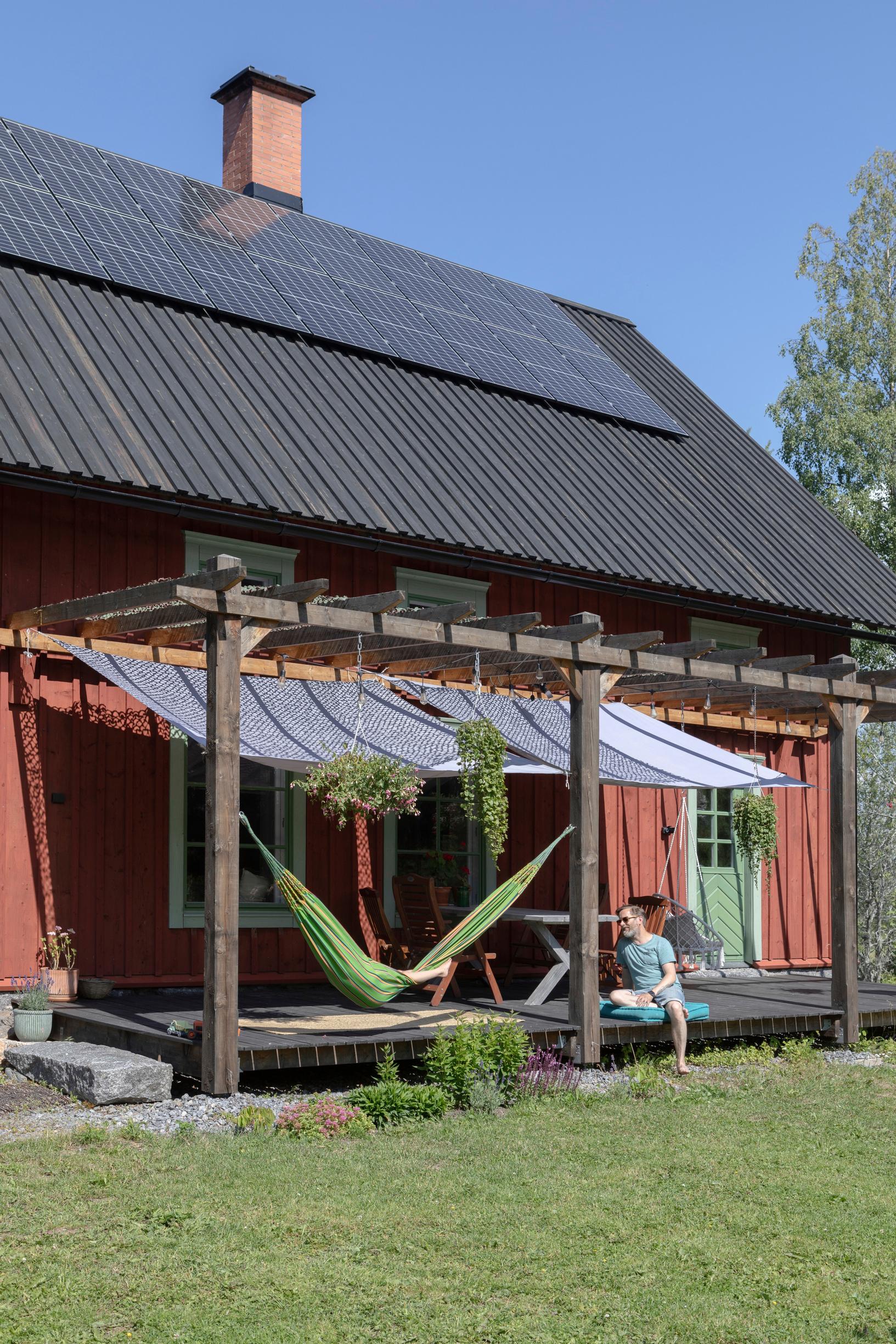 A terrace with a hammock