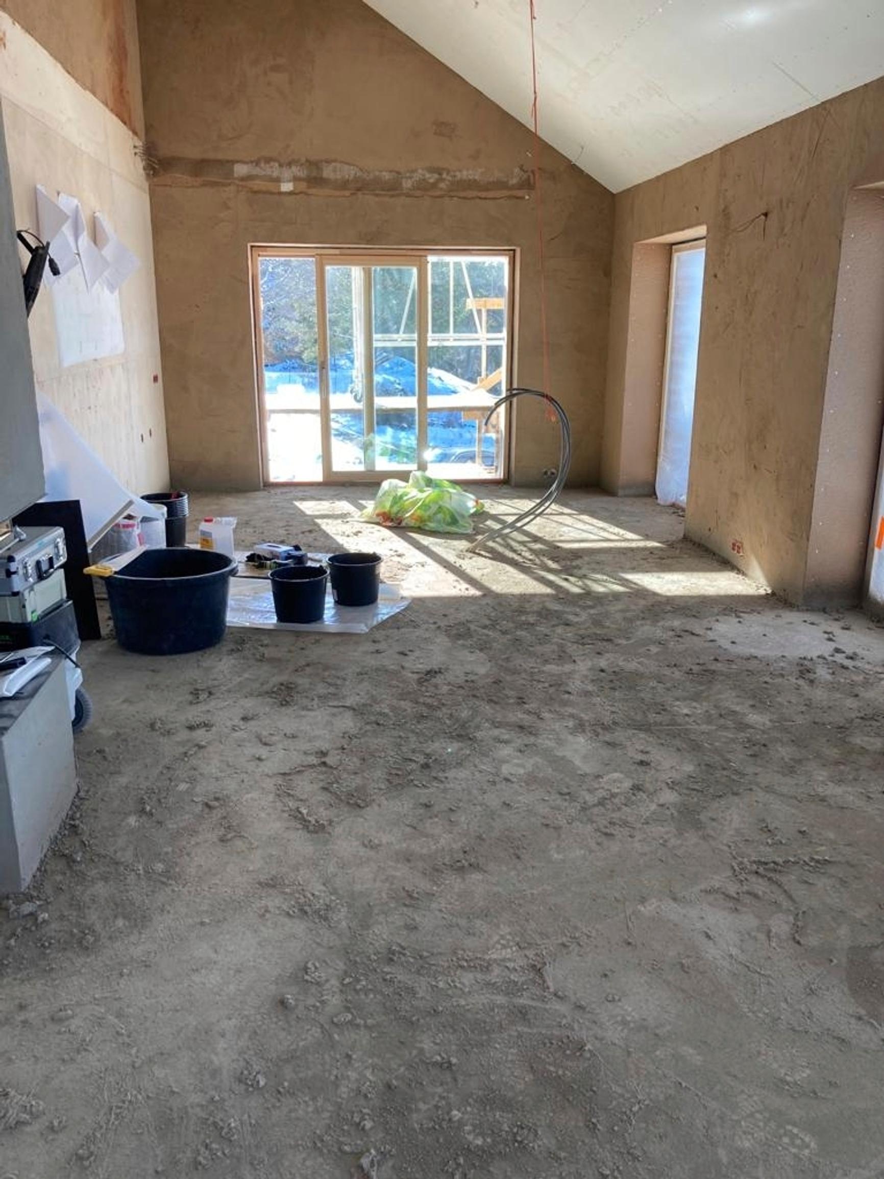 Natural cement casting on the floor