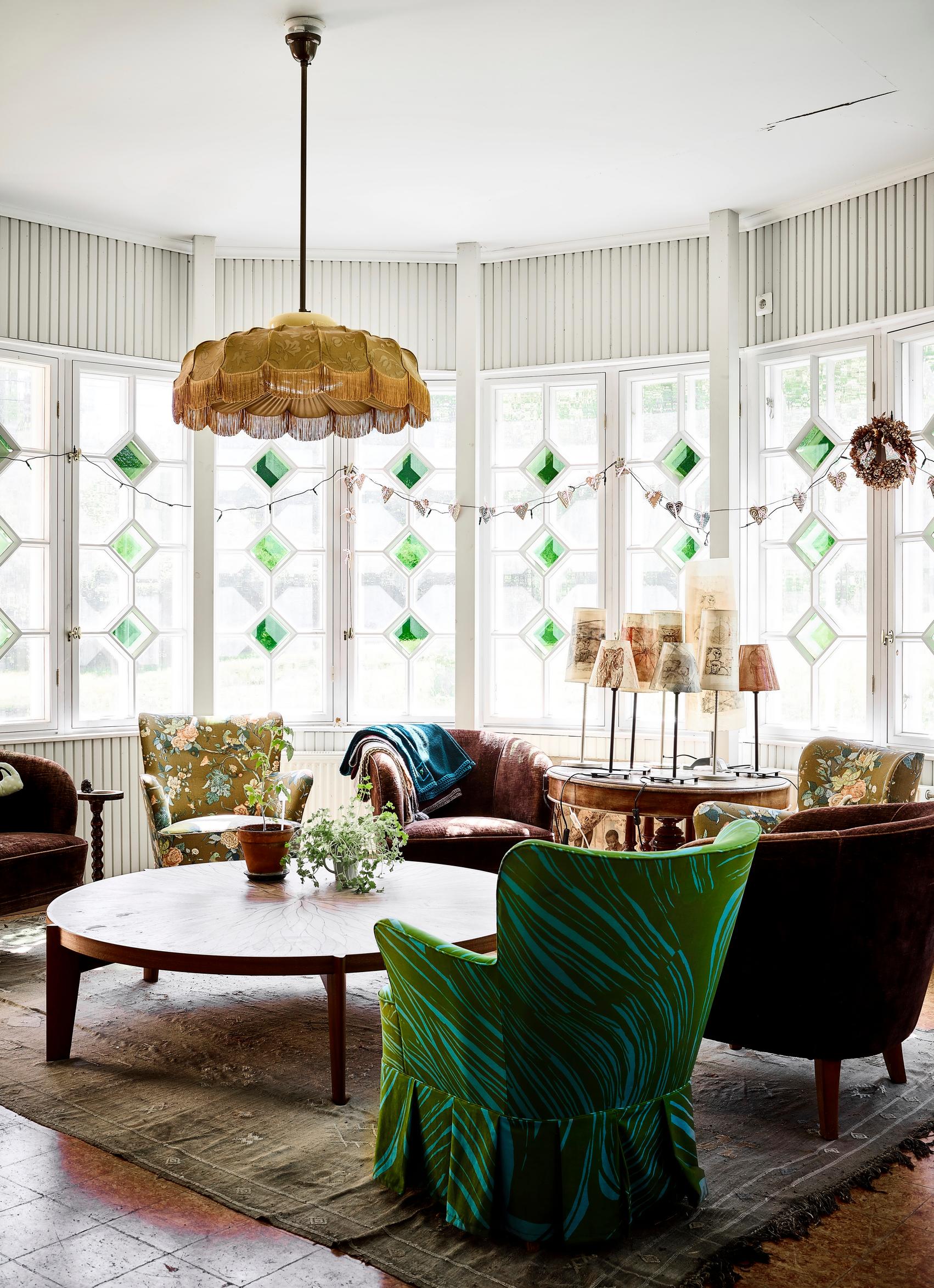 A semi-circular glass veranda
