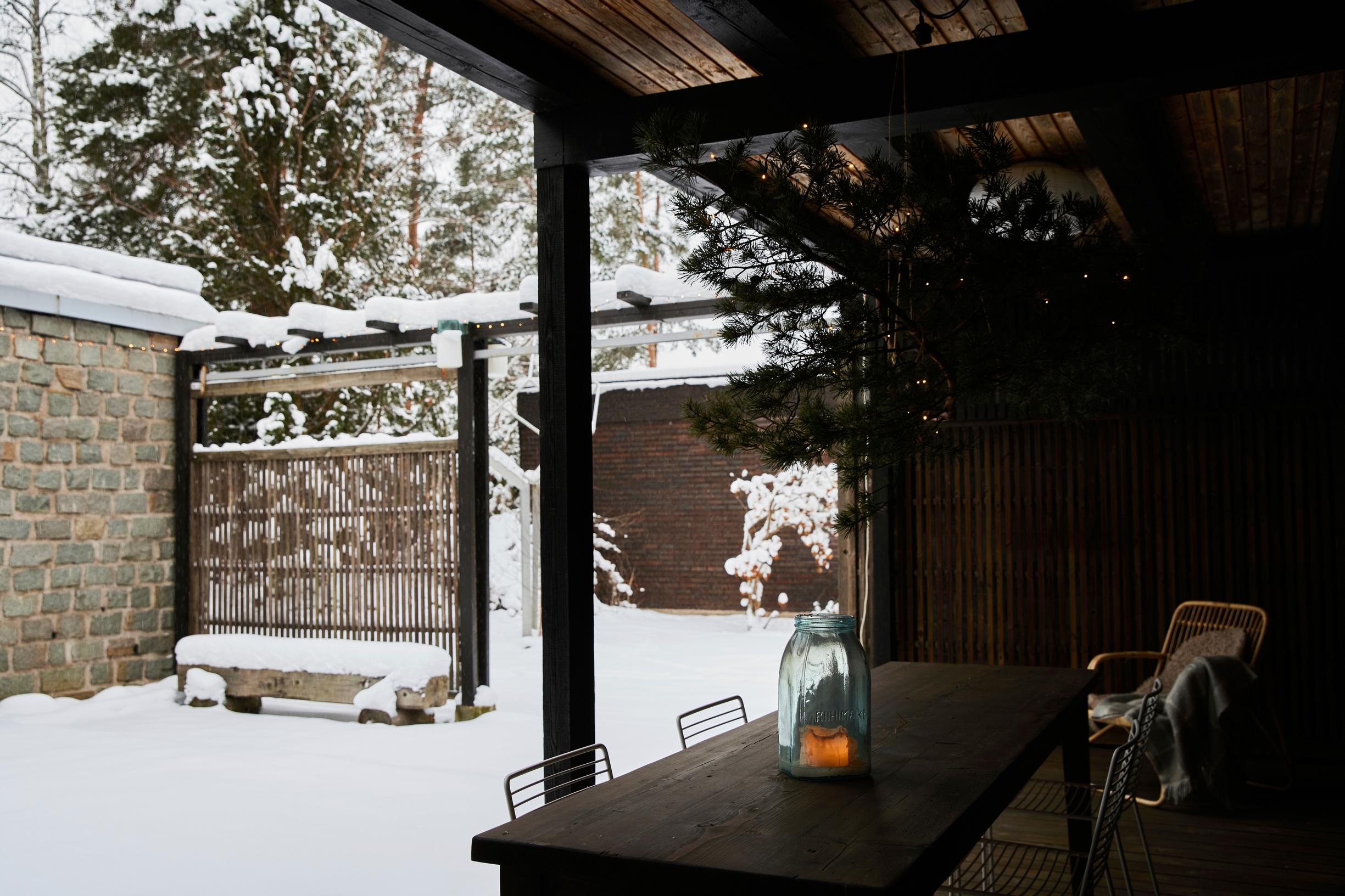 Snowy atrium courtyard.