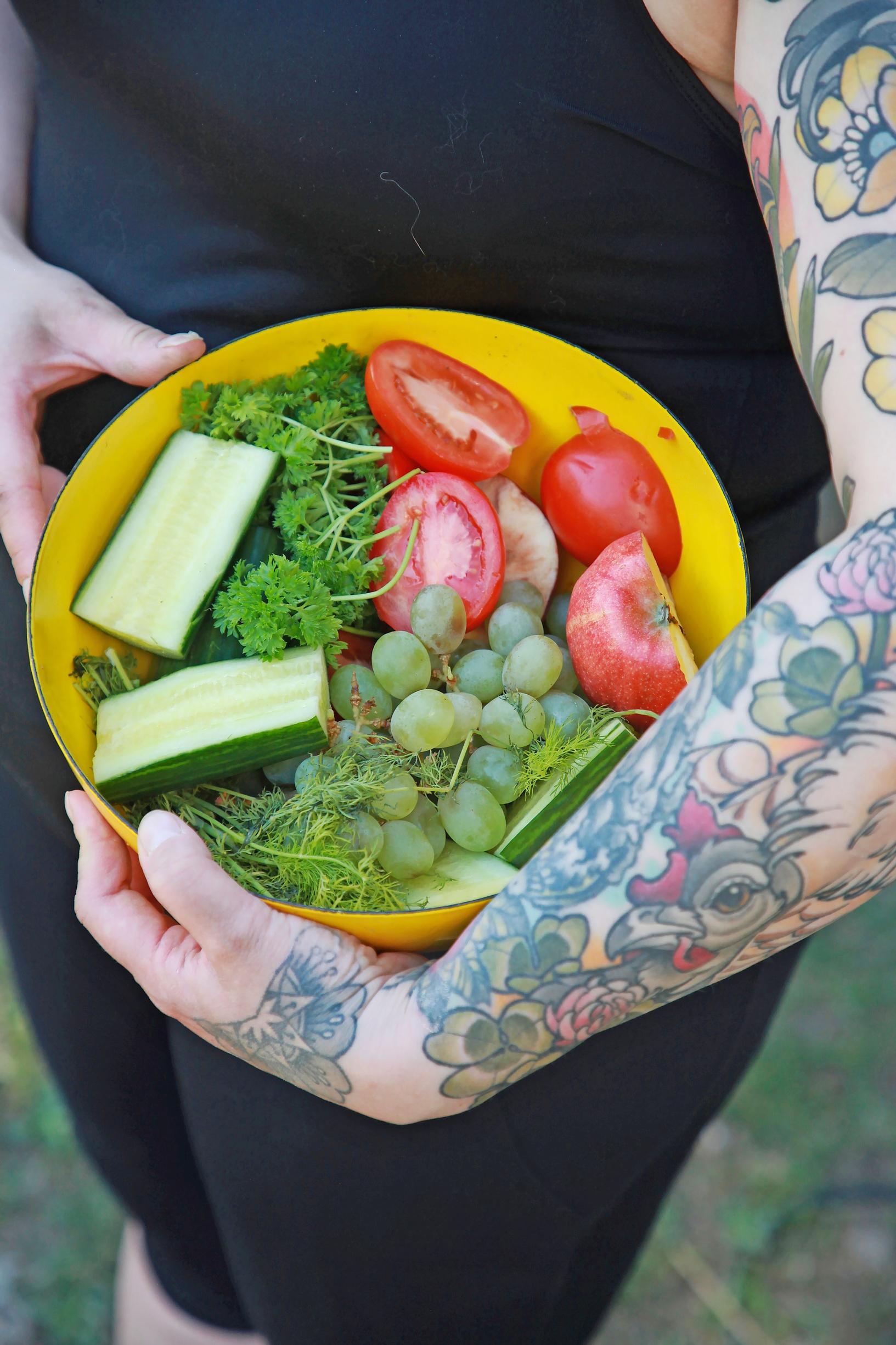 Surplus vegetables in a bowl.