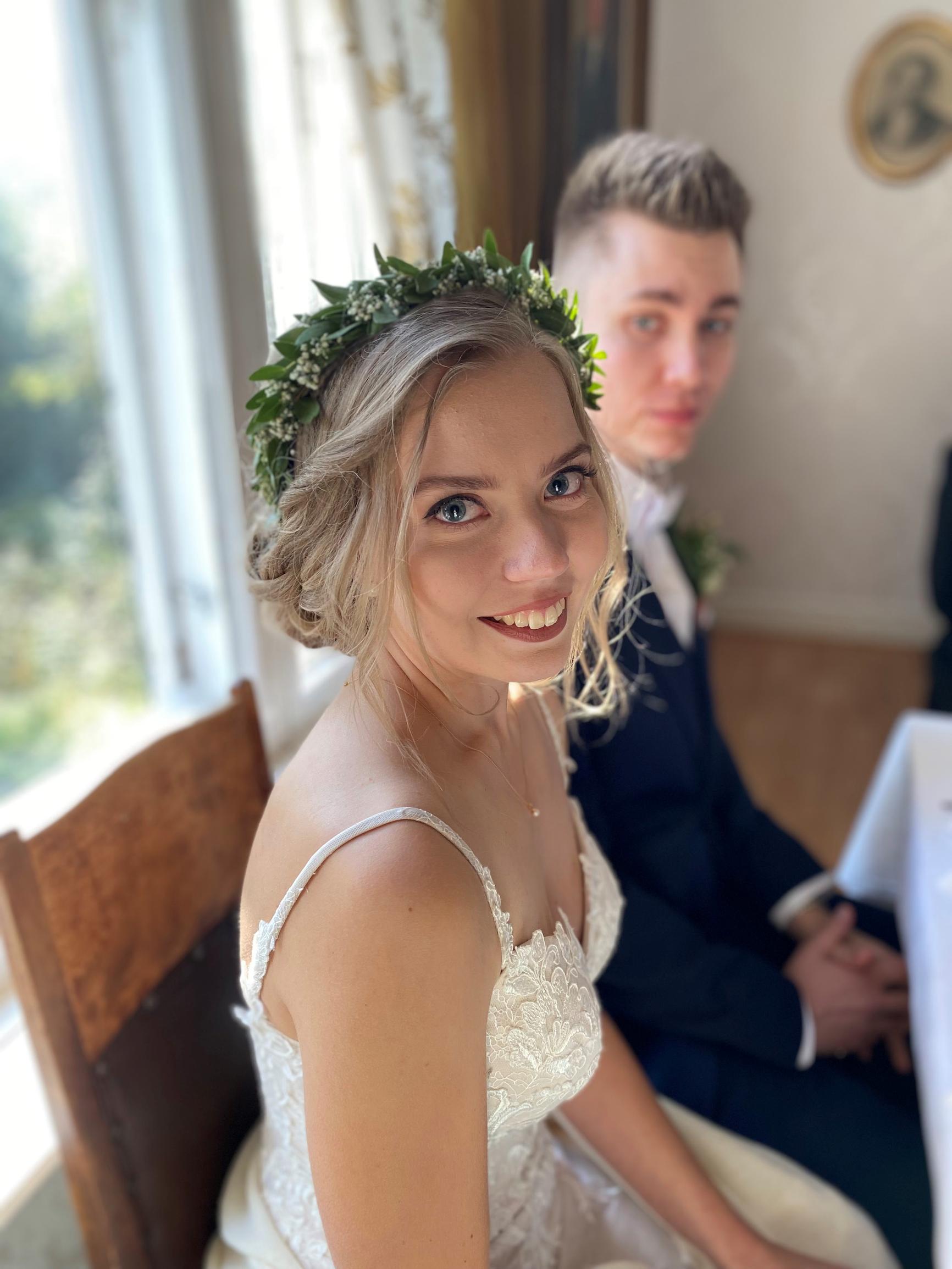 Iina and her groom at their wedding.