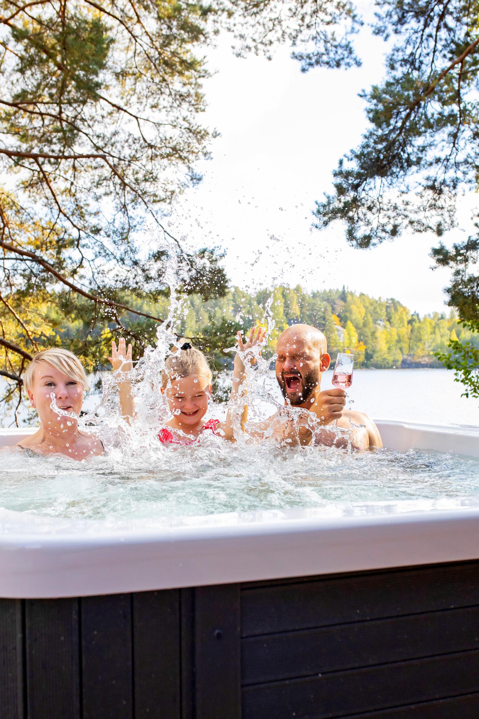 The family in the hot tub