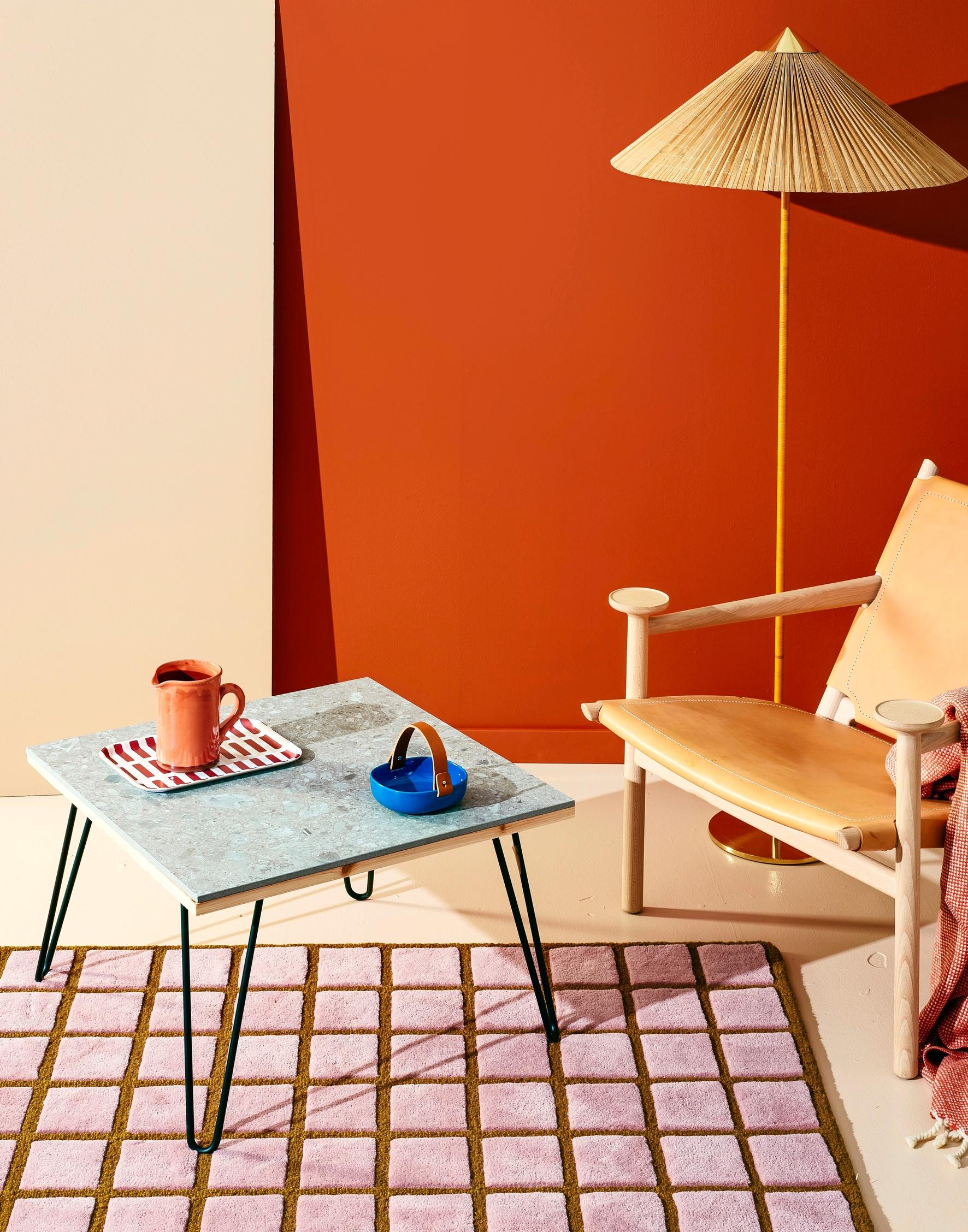 Coffee table made from a tile.