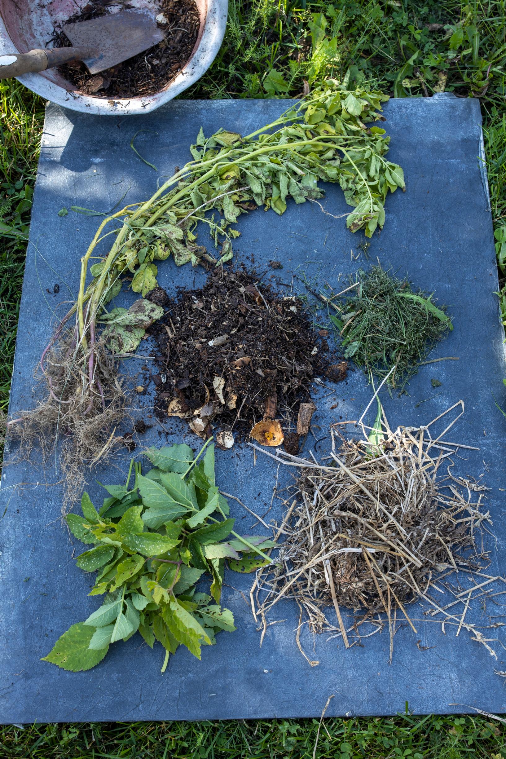 Various mulching materials.