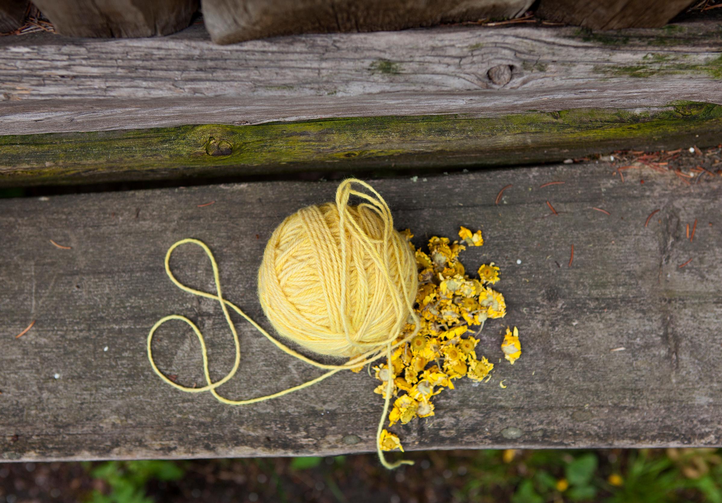 Yarn dyed yellow with a natural color