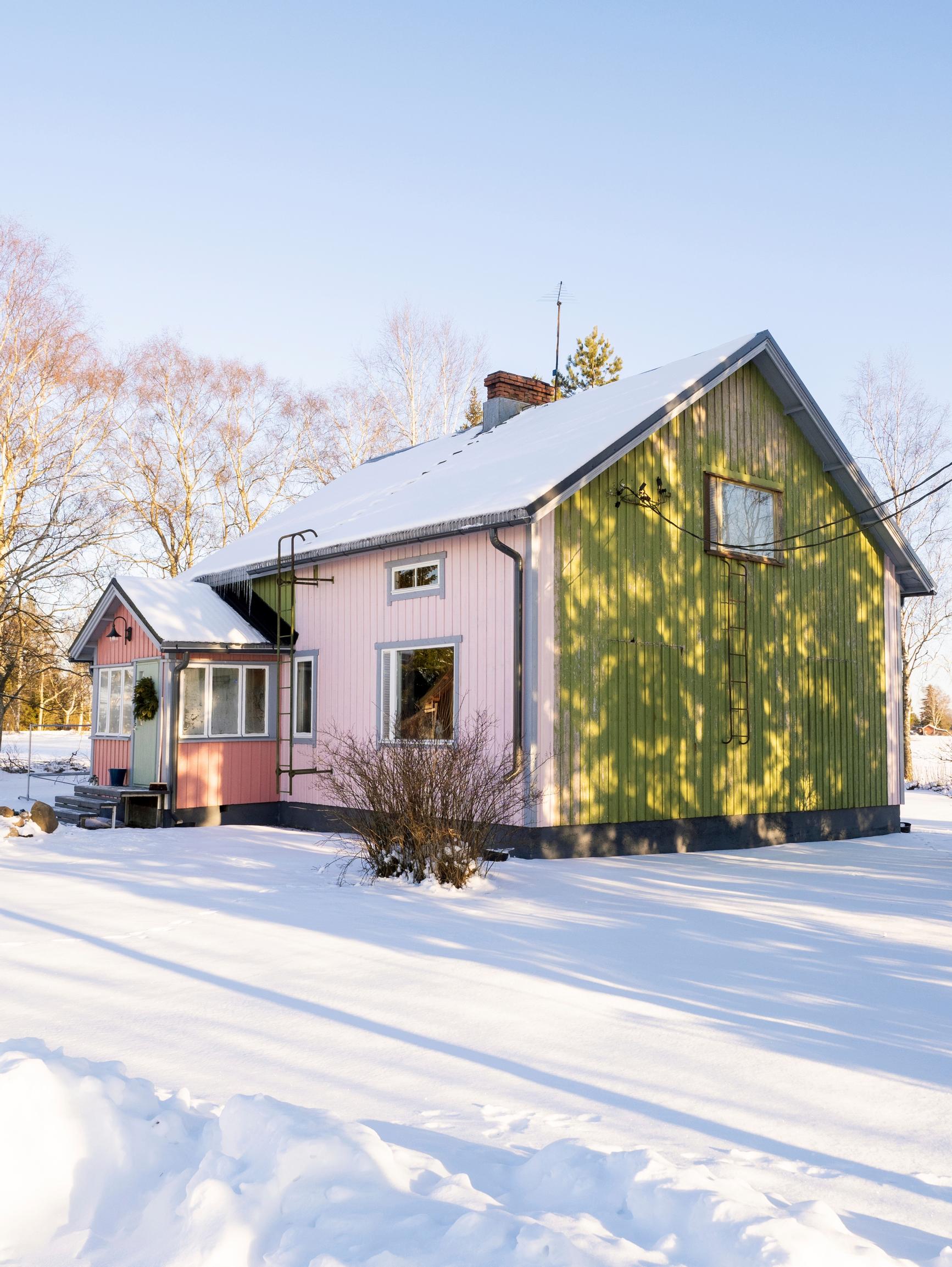 A post-war house in a wintery landscape