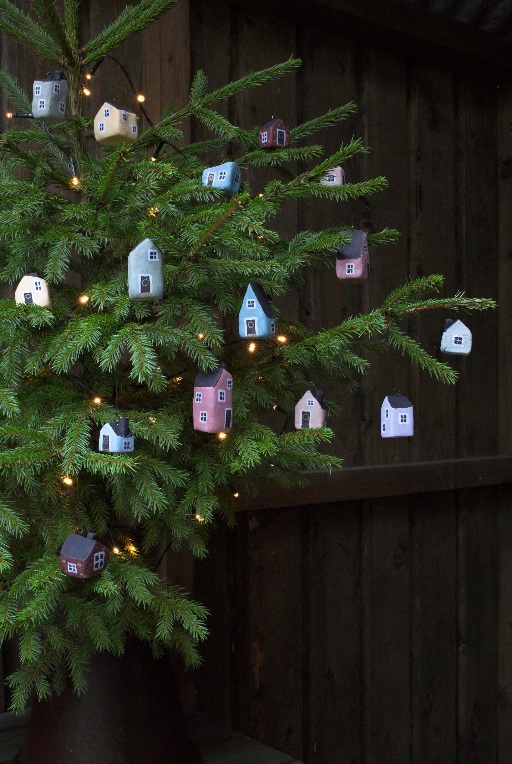 Mini house tree ornaments