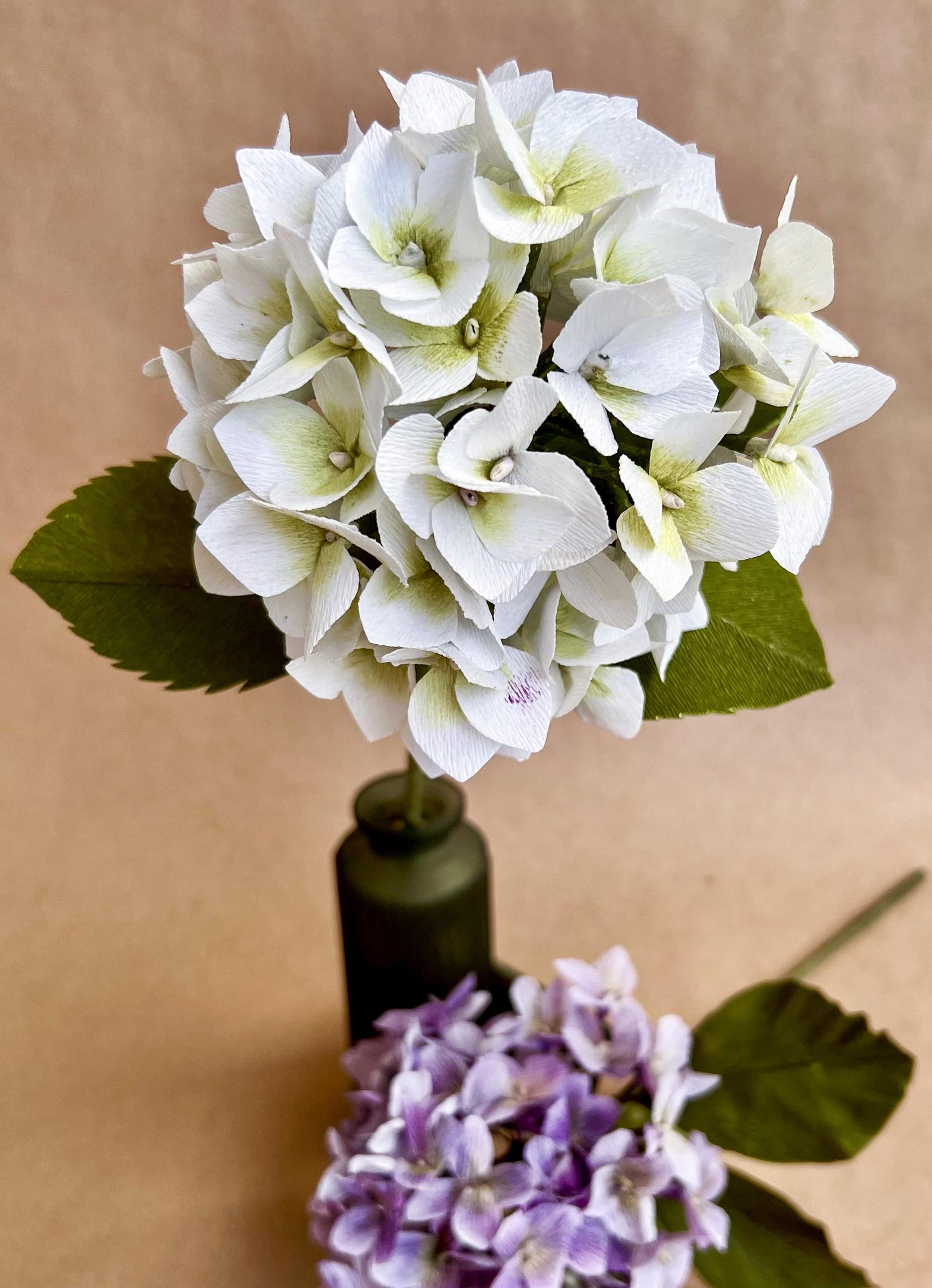 Finished paper hydrangeas