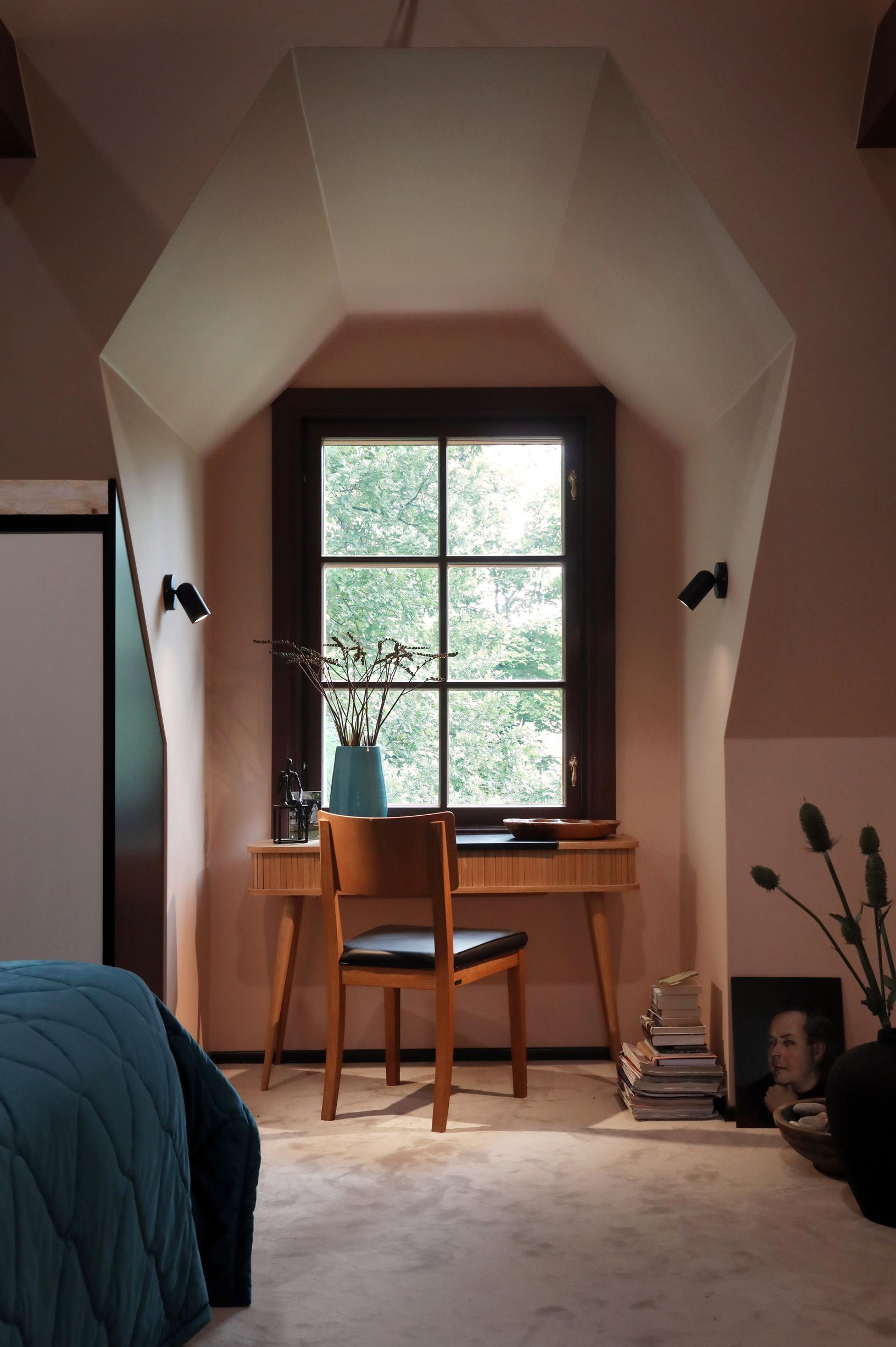 A workspace in the window alcove.