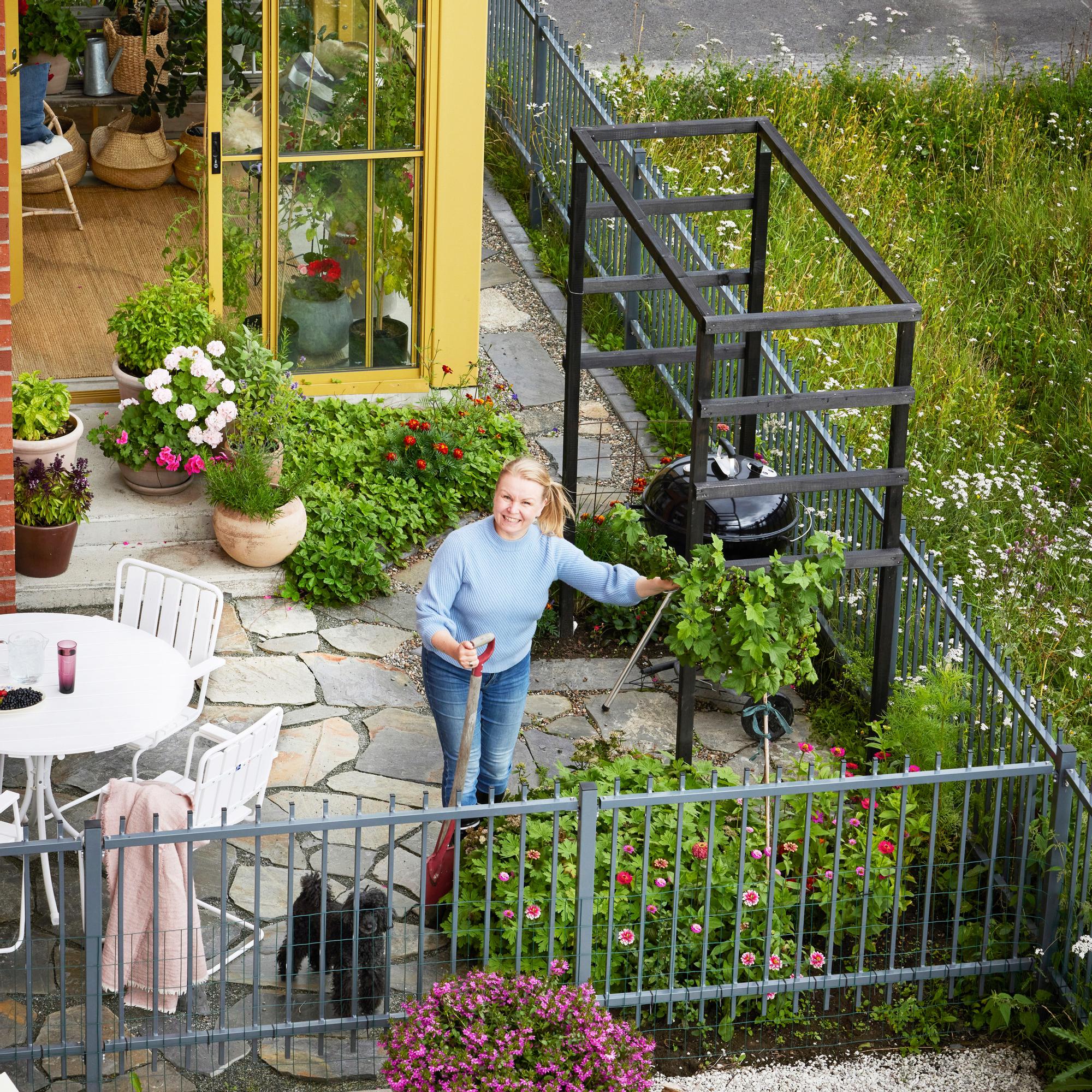 Everything is edible in Hannele’s tiny 37-square-meter garden—“Edible doesn’t mean it’s a vegetable patch”