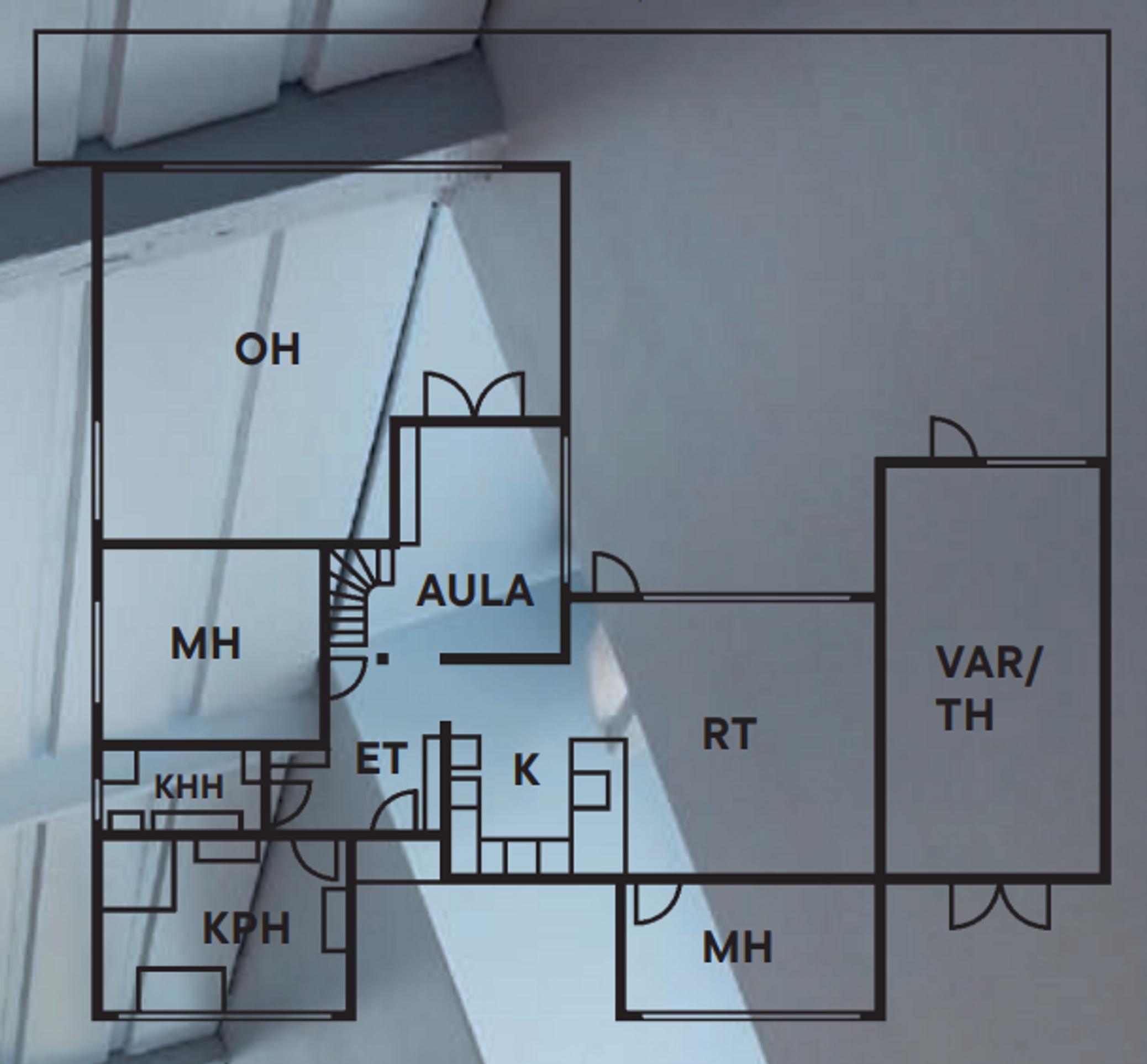 Floor plan of a 1960s detached house.