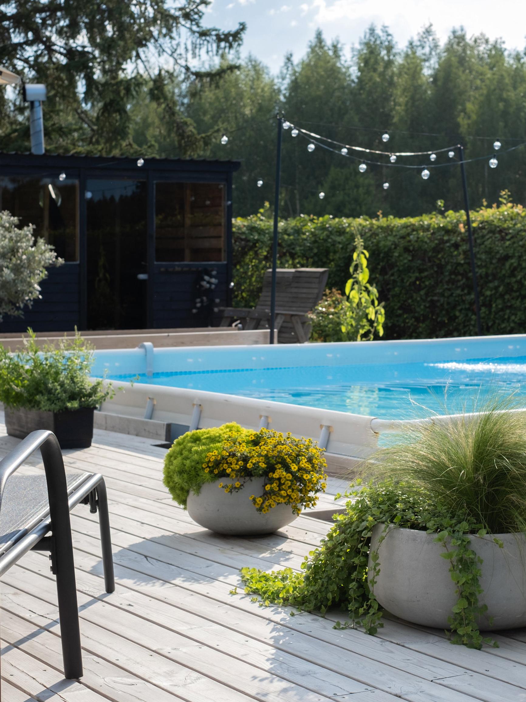 Poolside paradise with a southern feel: this family's deck project ended up taking four summers
