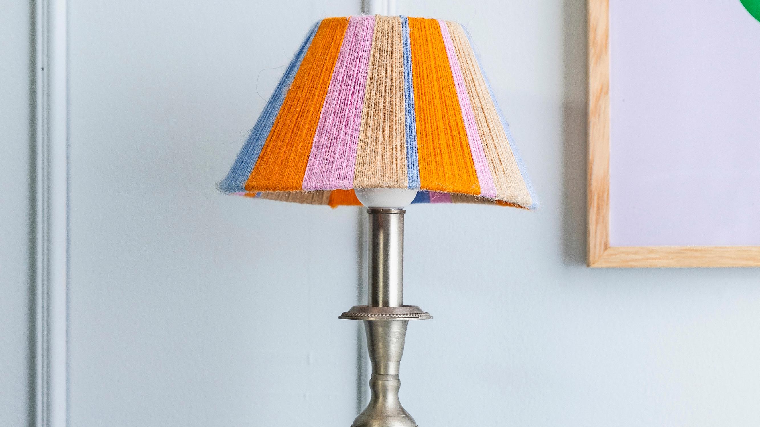Spin your leftover yarns into a unique lampshade—it’s quick and easy!