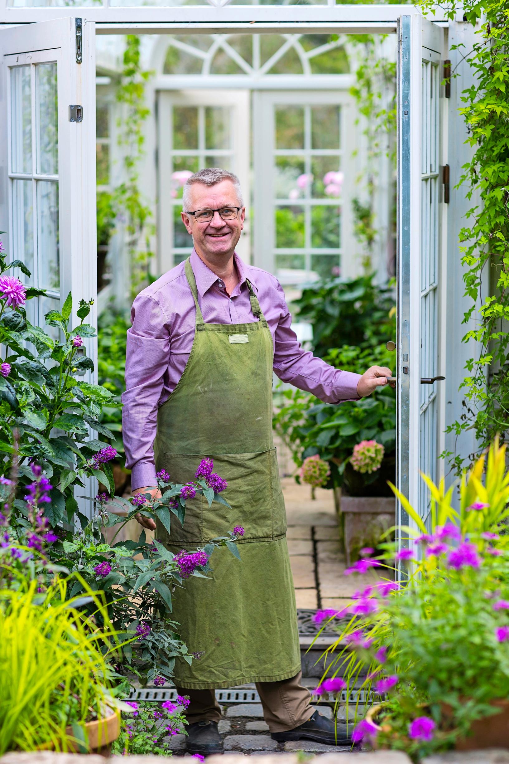 Claus Dalby in his container garden