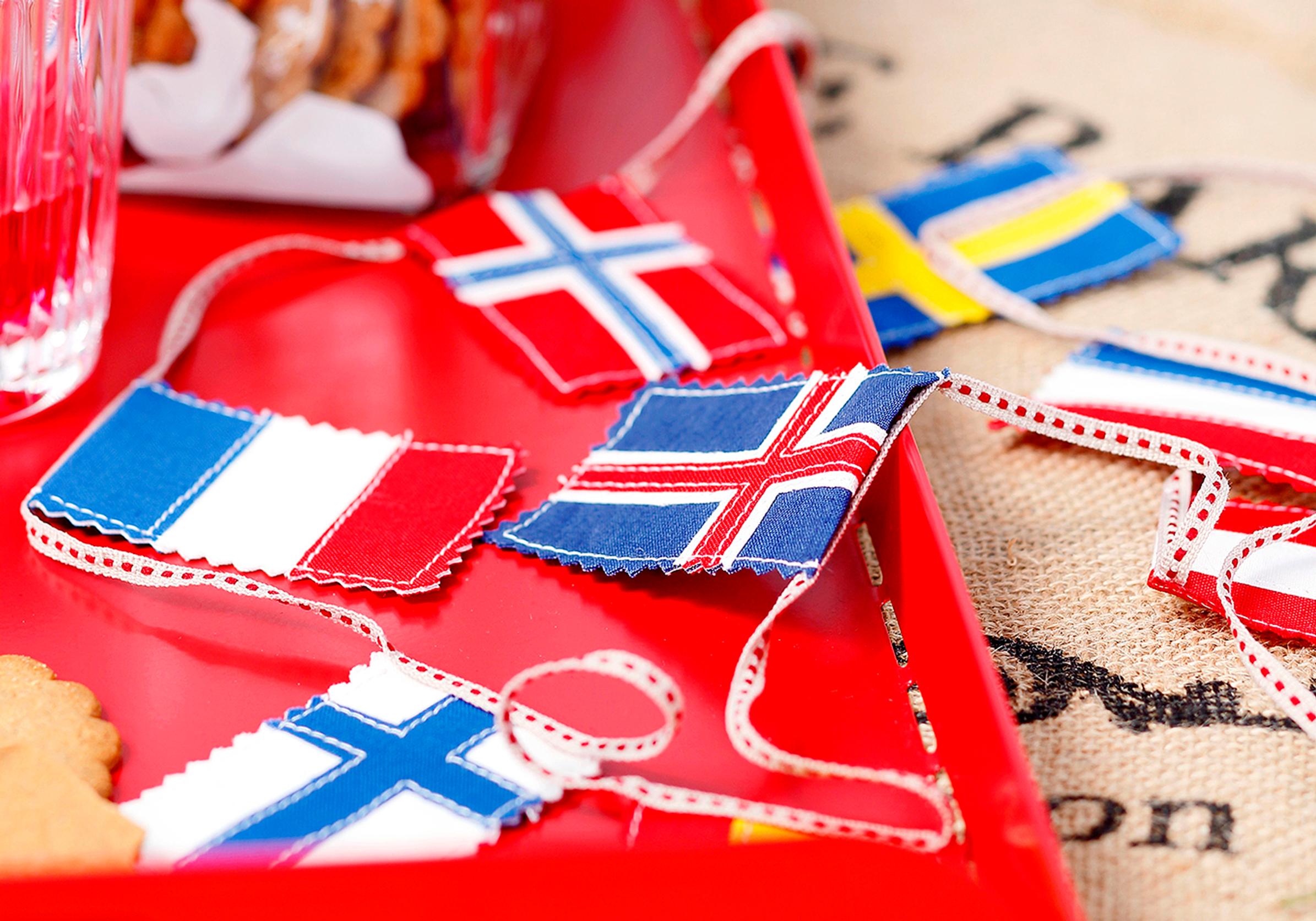 Traditional flag garland for the Christmas tree