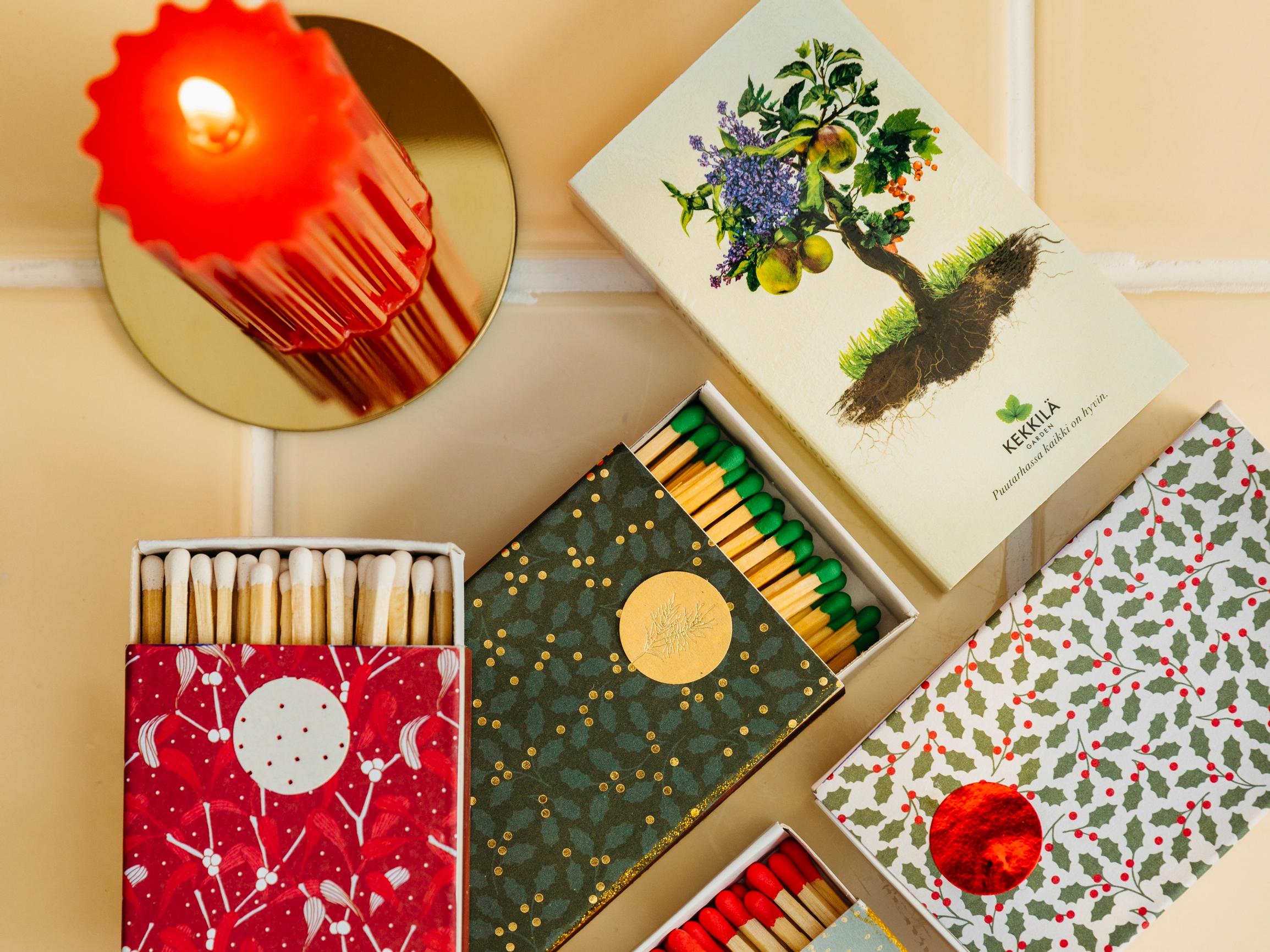 This decorated matchbox holds its own beauty by the fireplace—make one in minutes