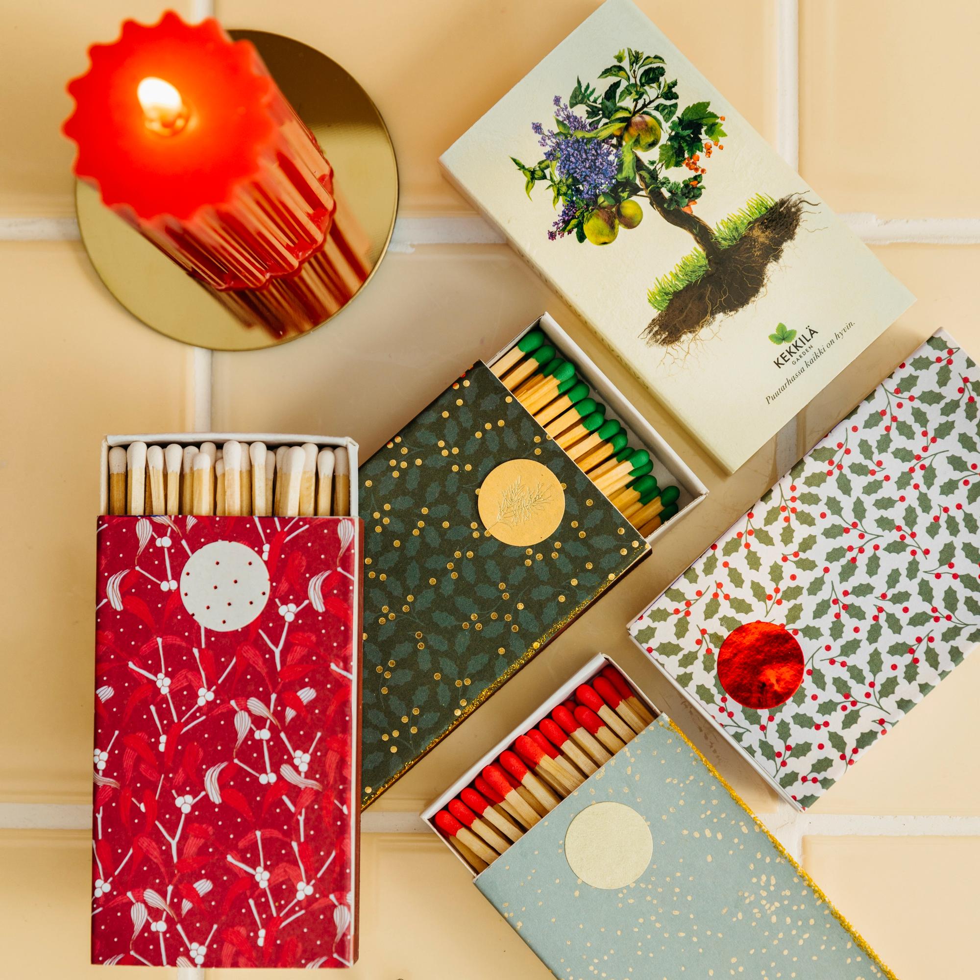 This decorated matchbox holds its own beauty by the fireplace—make one in minutes