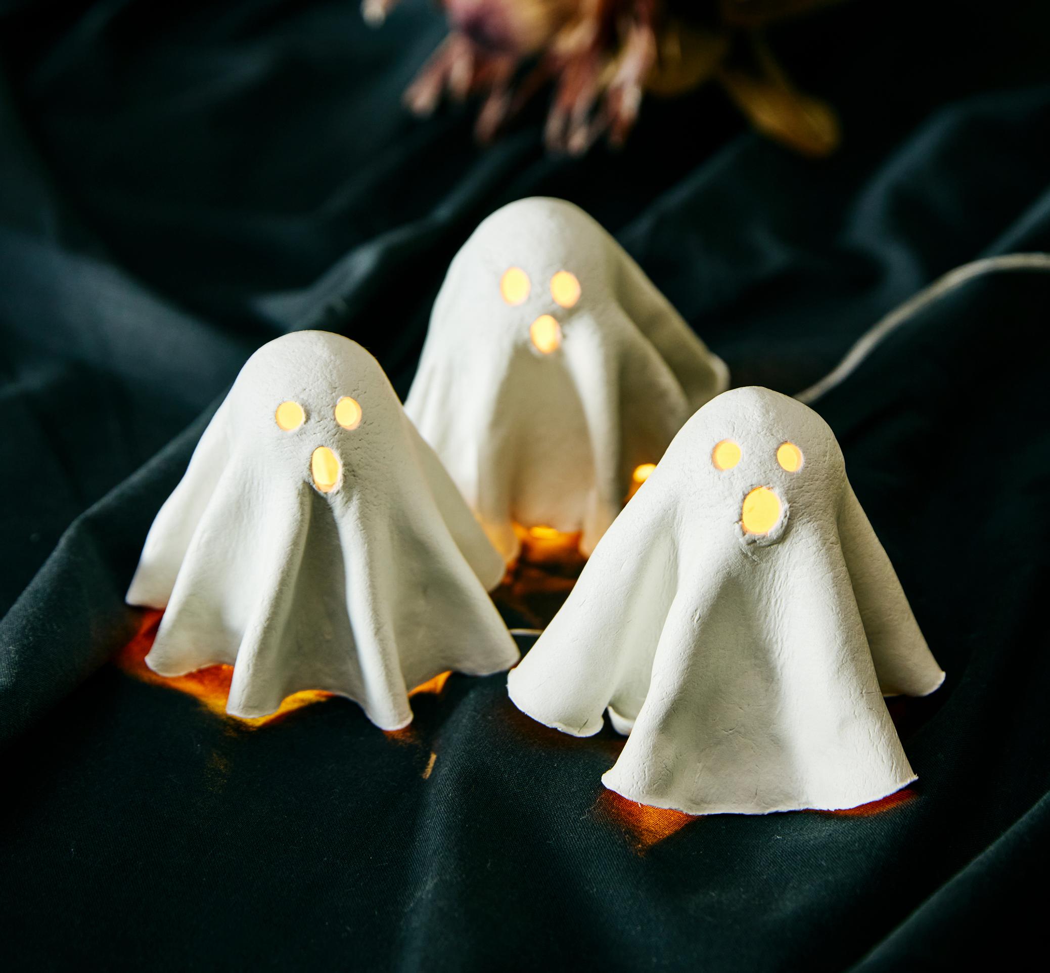 Boo! Make your own glowing ghost tea lights