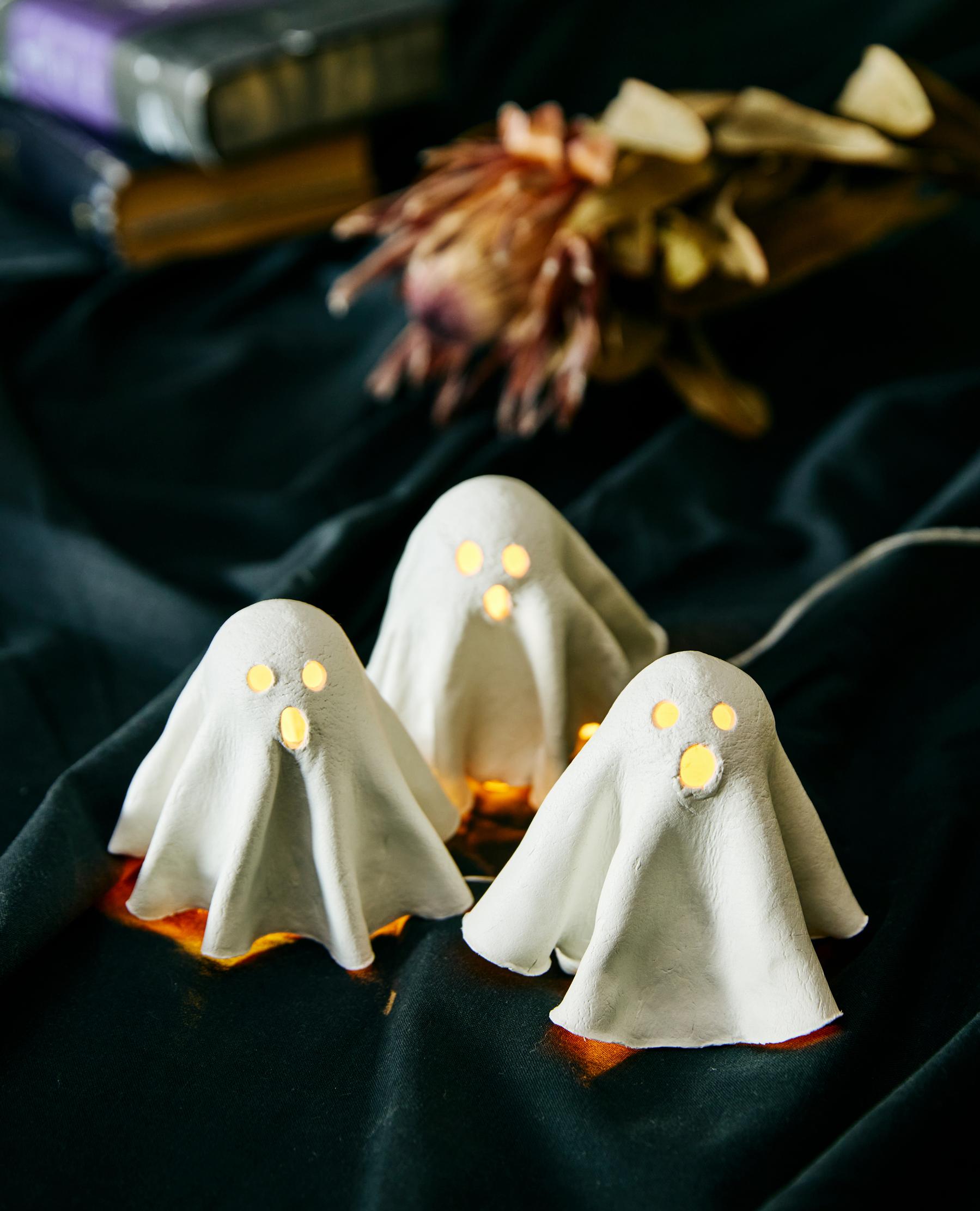Boo! Make your own glowing ghost tea lights