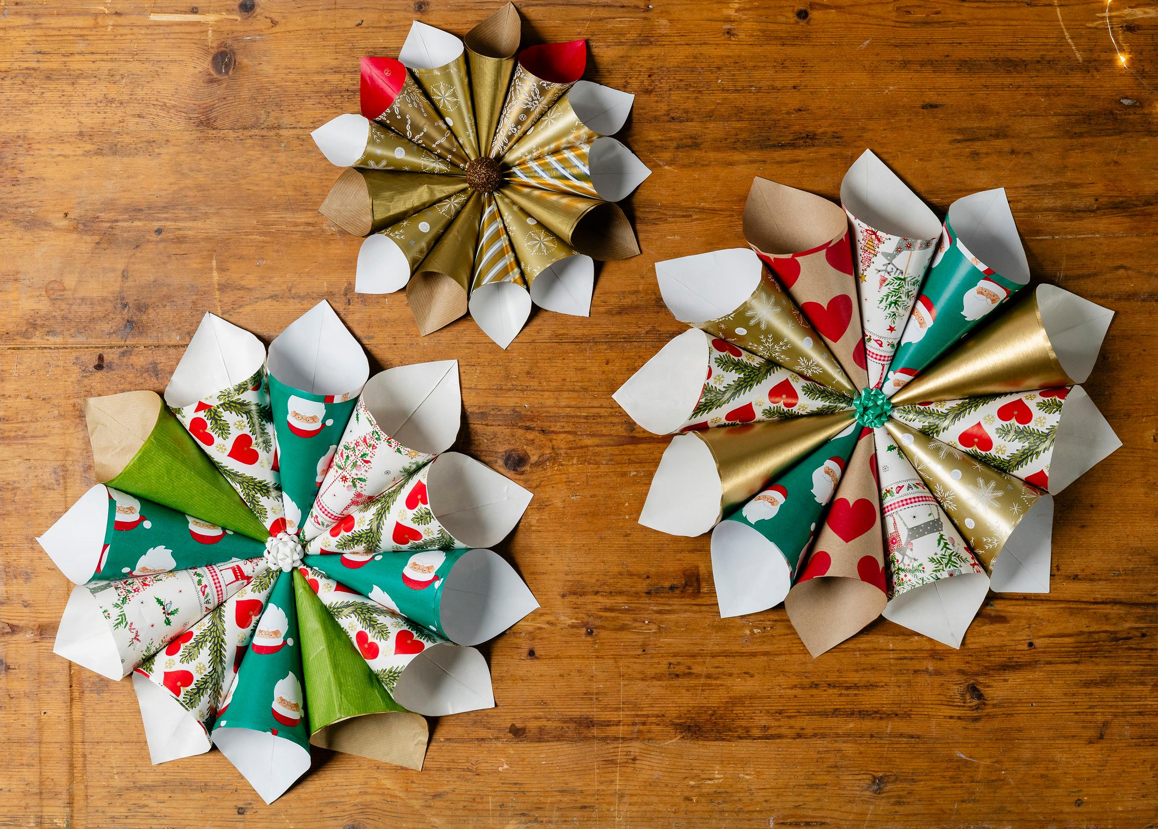 Three finished cone stars