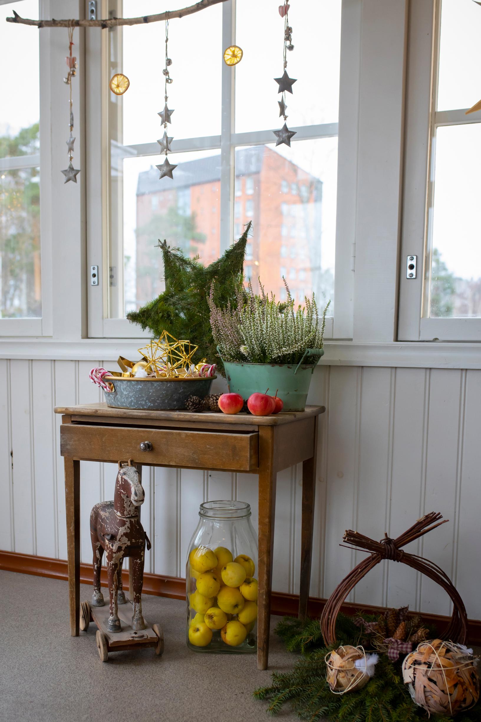 Winter apples on the porch