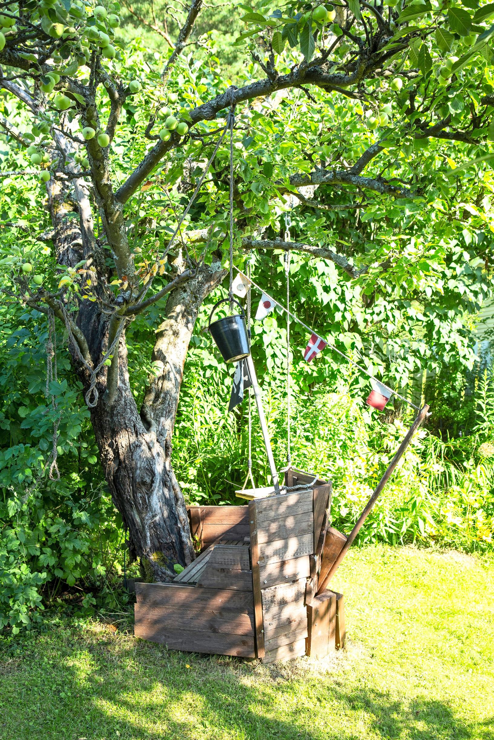 The pirate ship built by Jannis in the cottage’s yard
