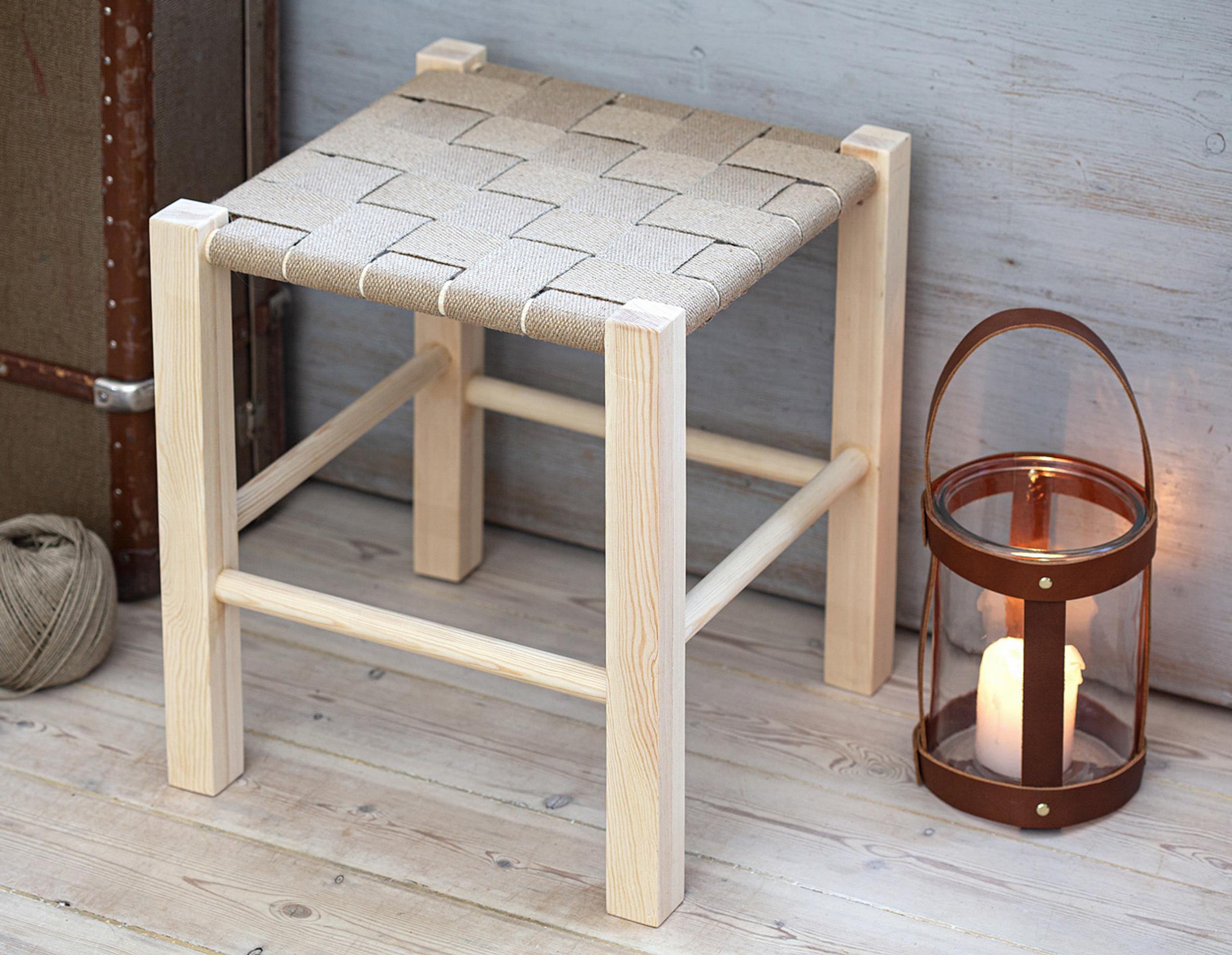 Stool woven from webbing