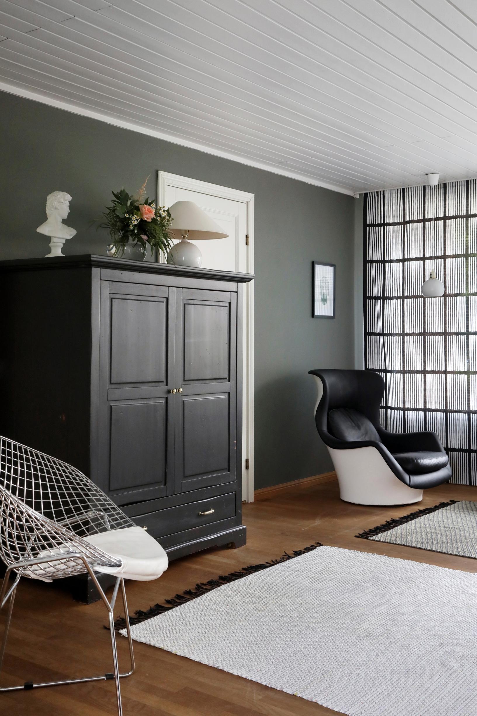 Photo of the design chair and refurbished cabinet.