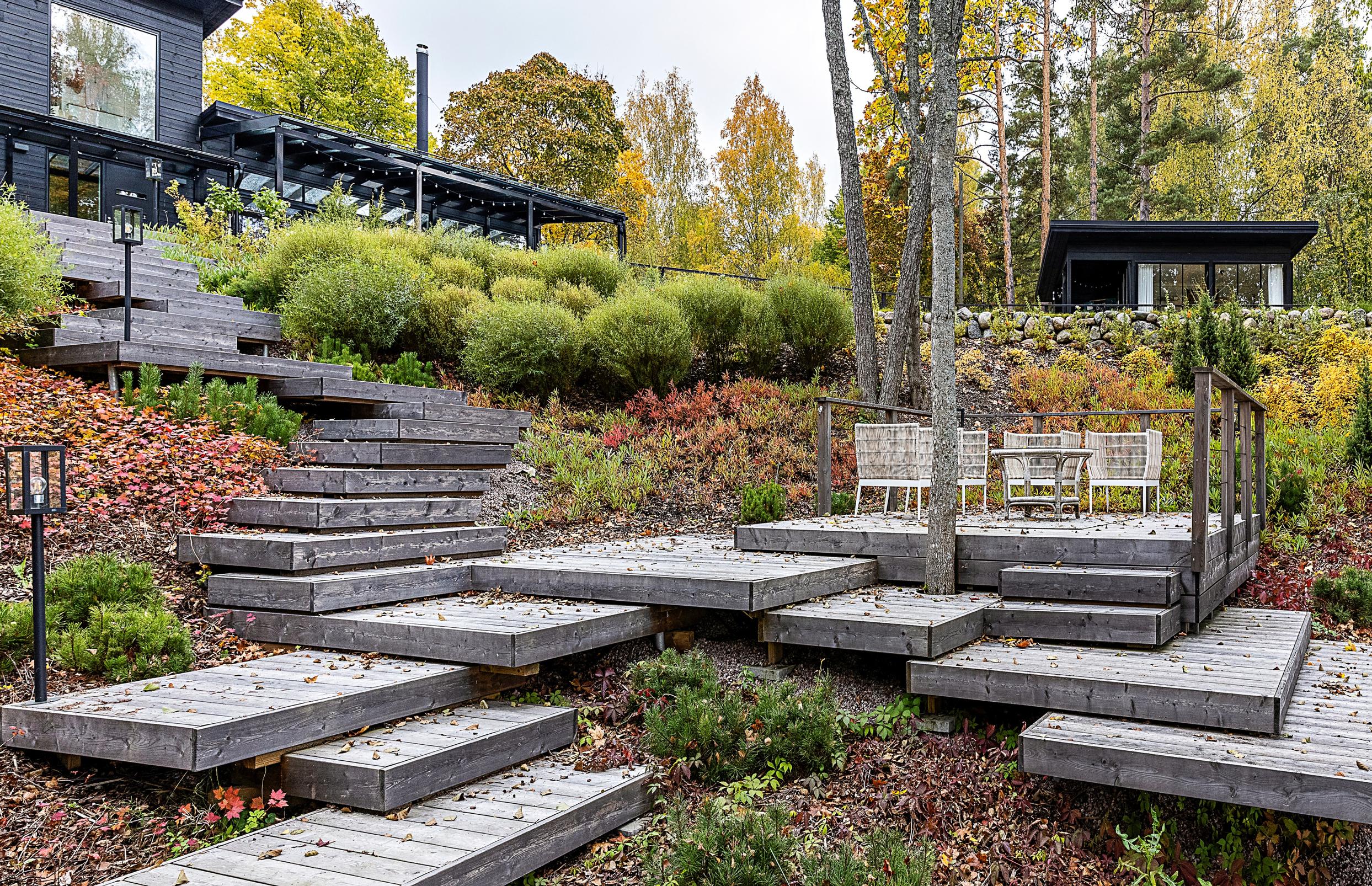 A patio built on a steep slope