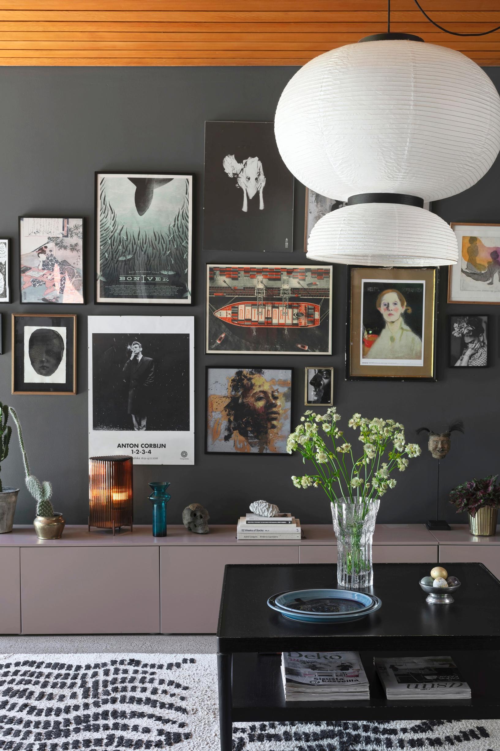 An art collage in the living area