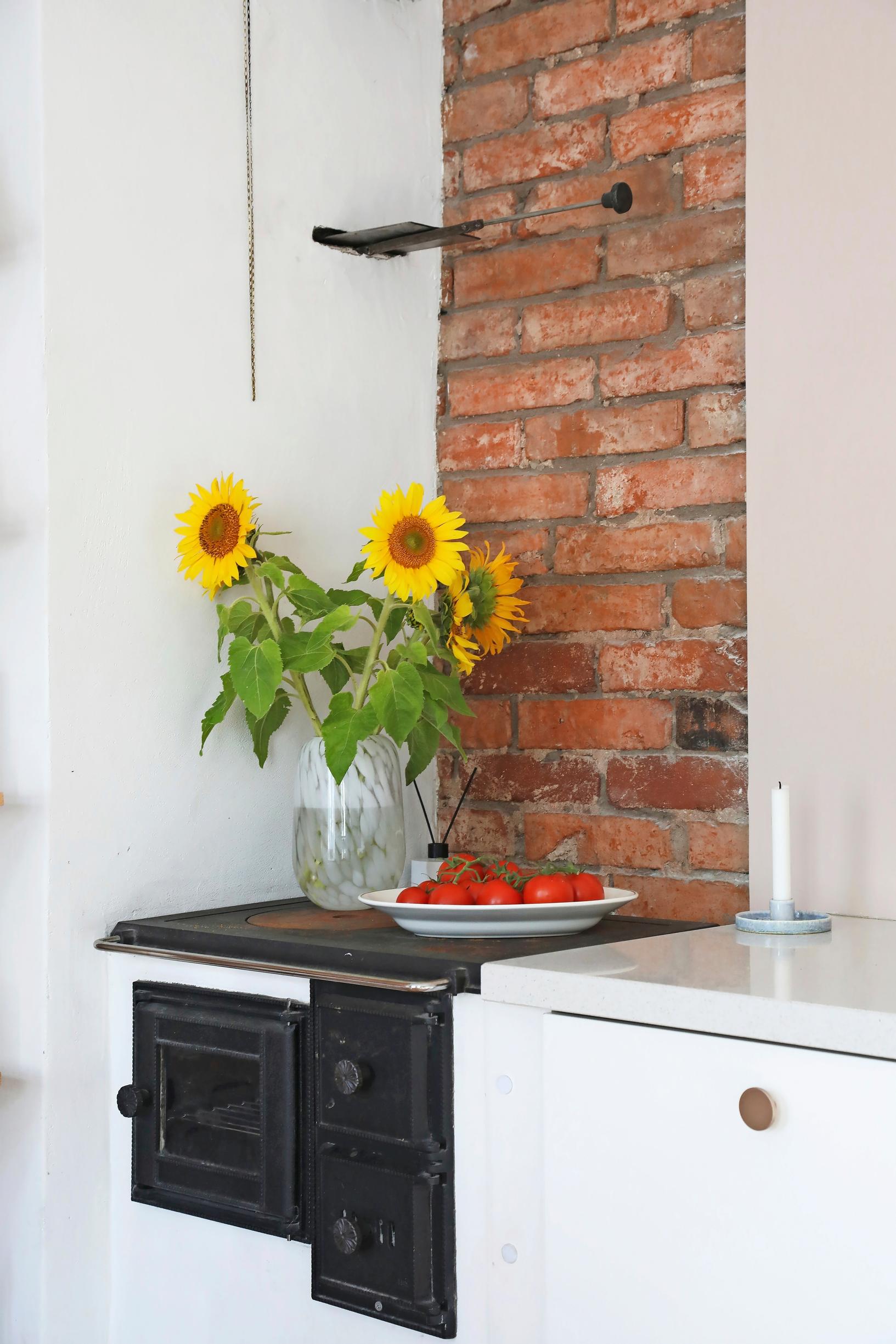 newly built wood-burning stove