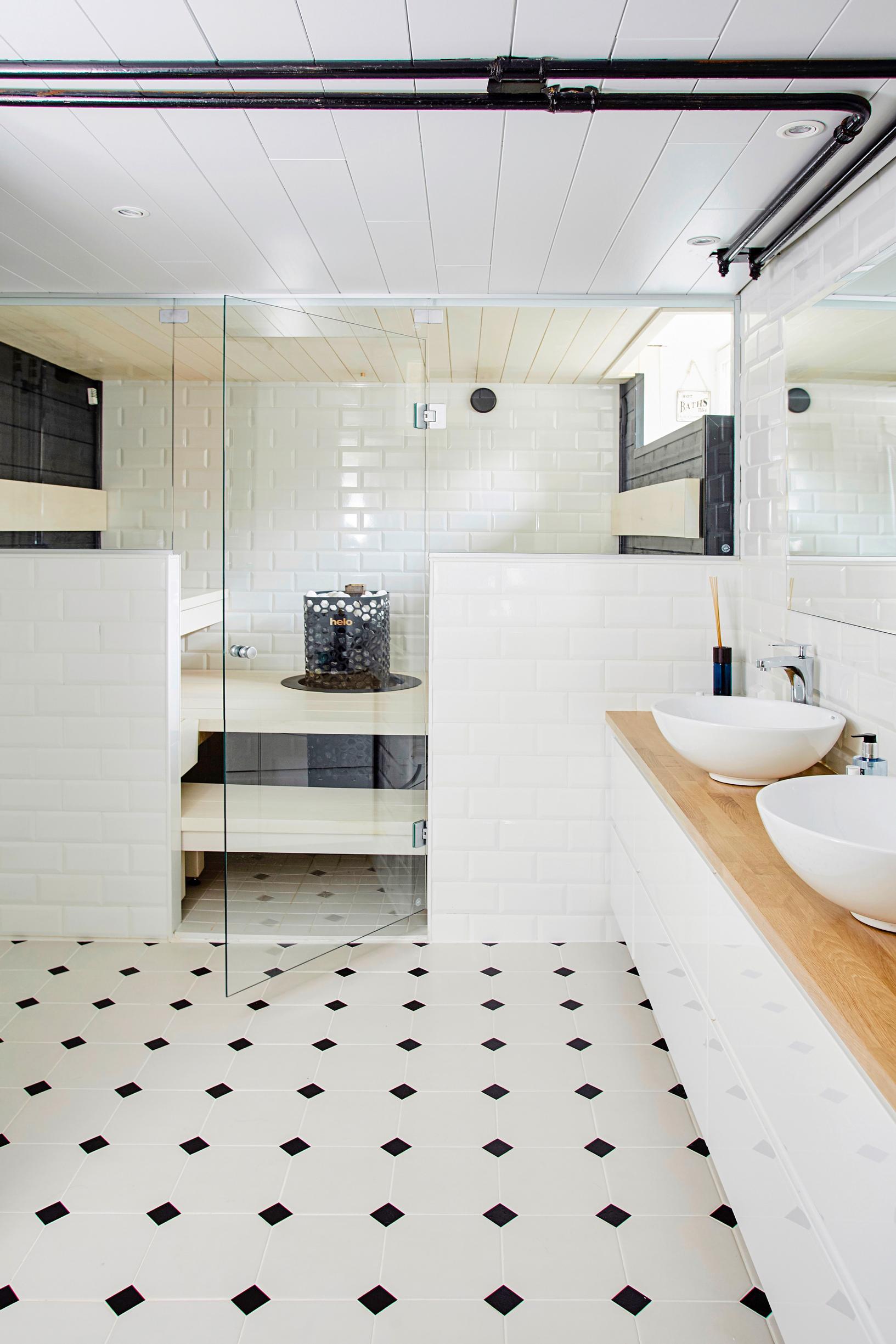 Renovated white sauna