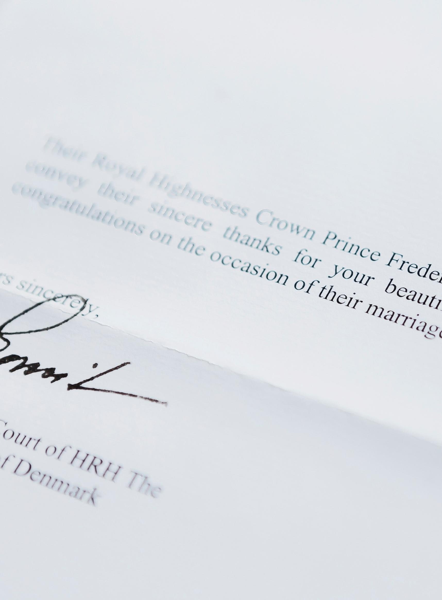 A close-up of a thank-you note.