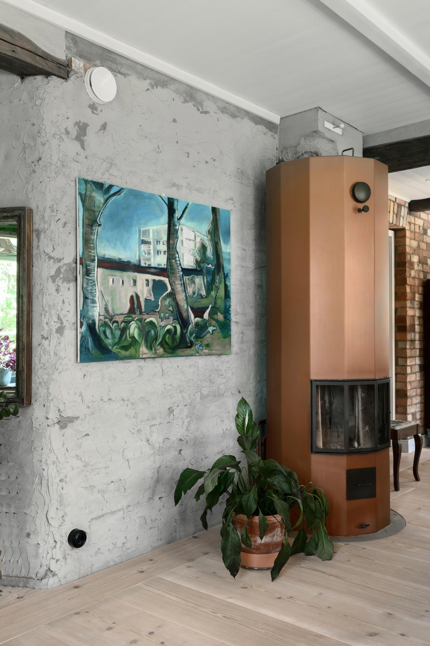 Fireplace and painting