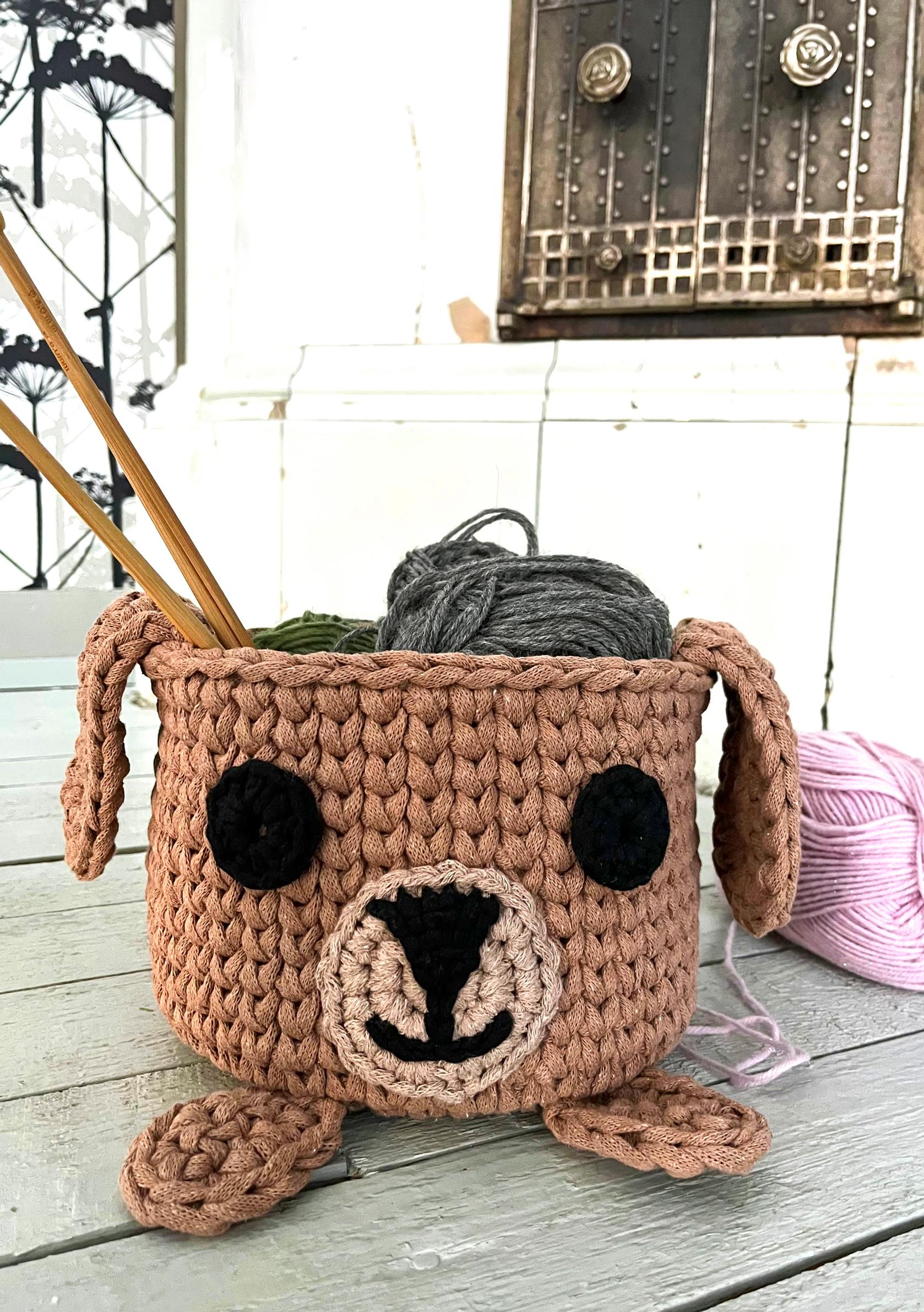 Crocheted dog basket