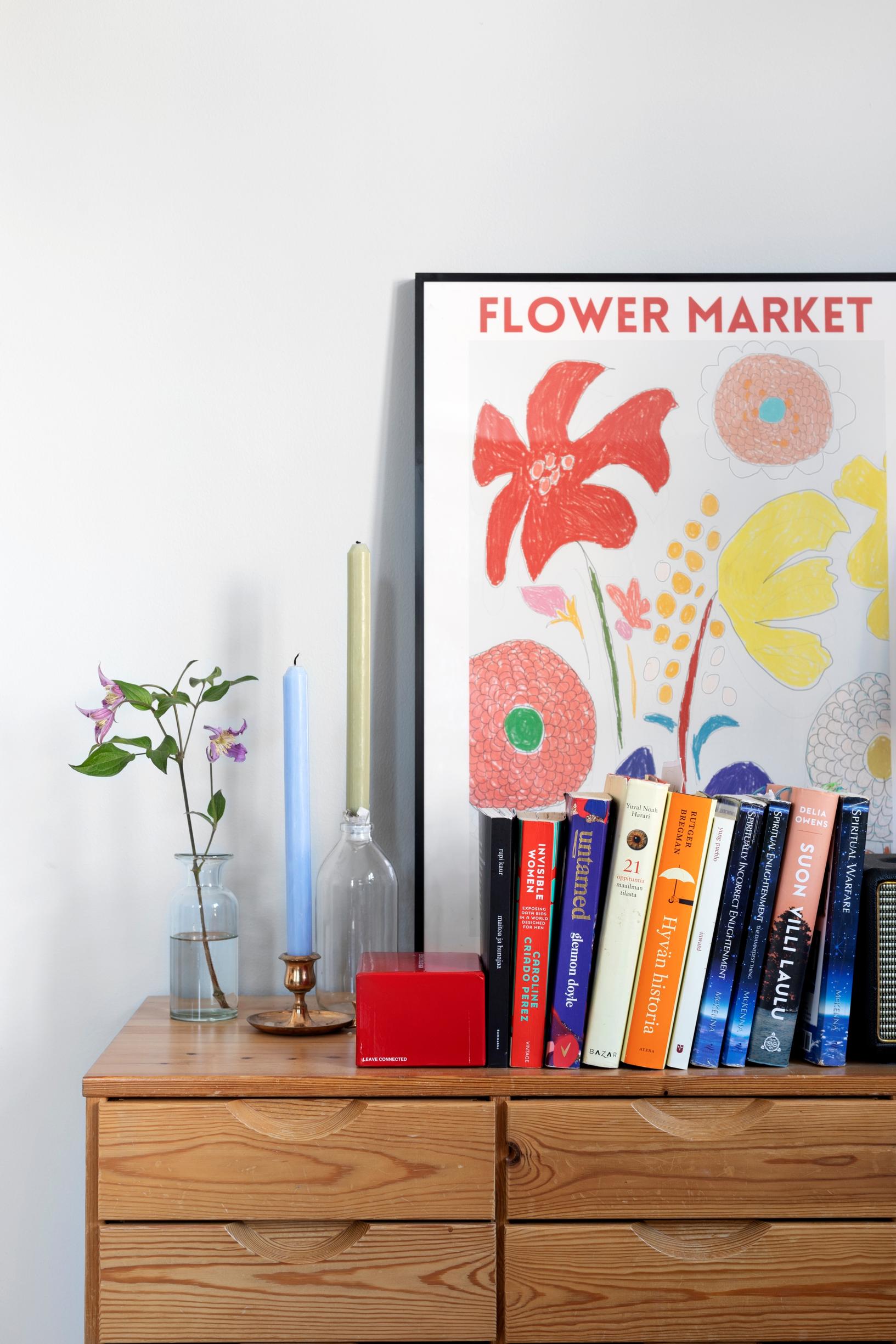 A book display on top of a Lundia sideboard