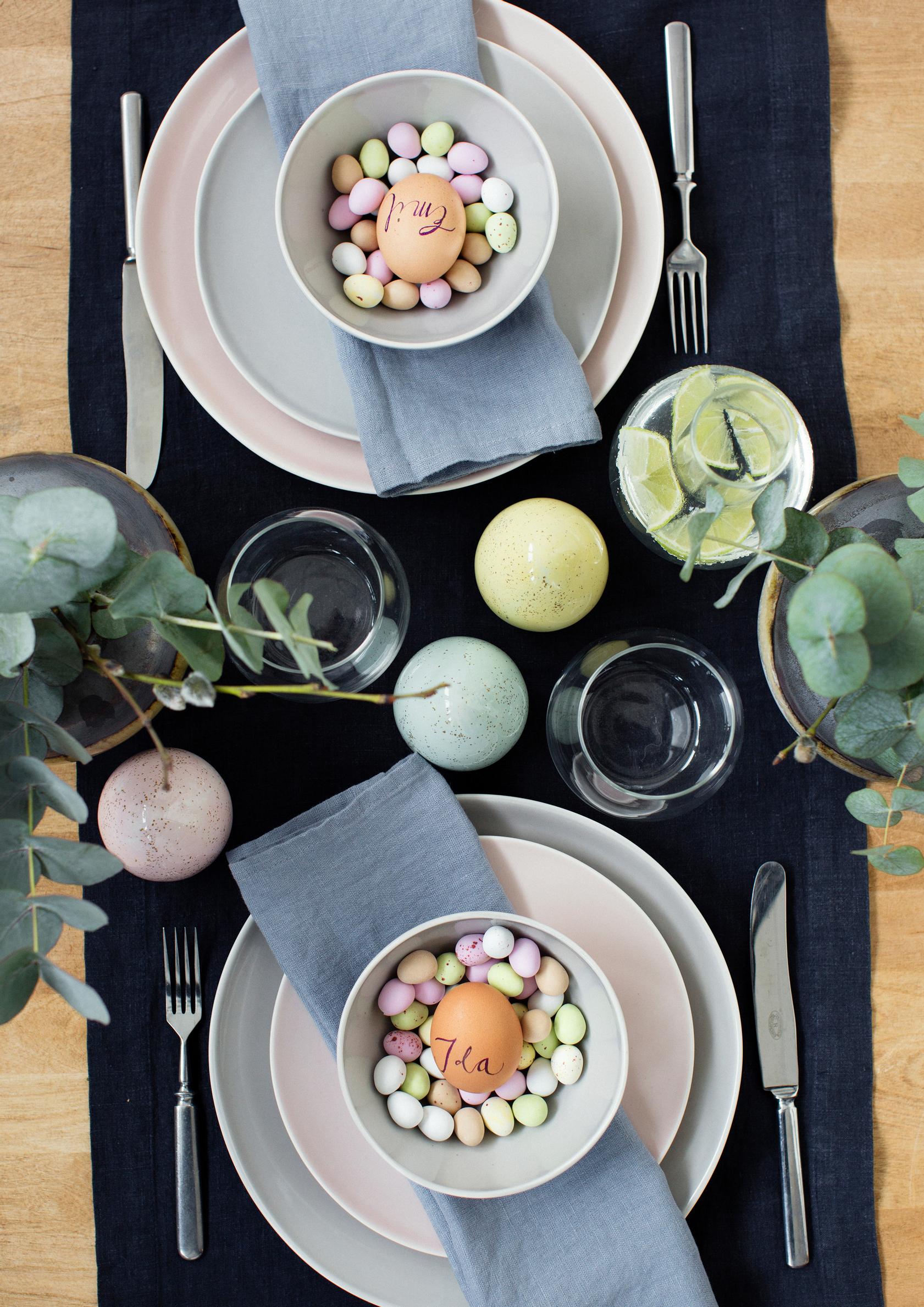 Eggs in the Easter table setting