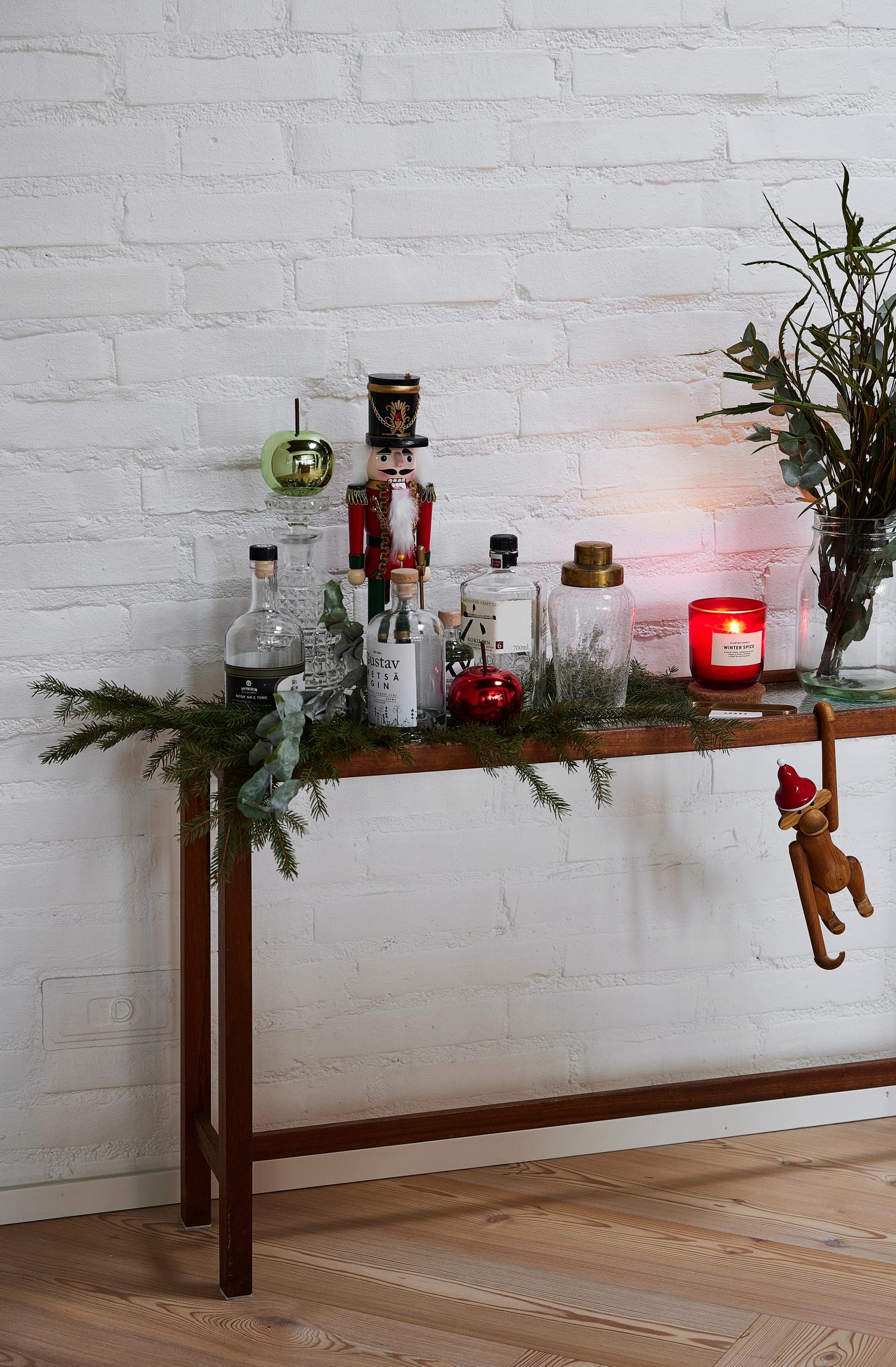 A Christmas bar on a Danish sideboard.