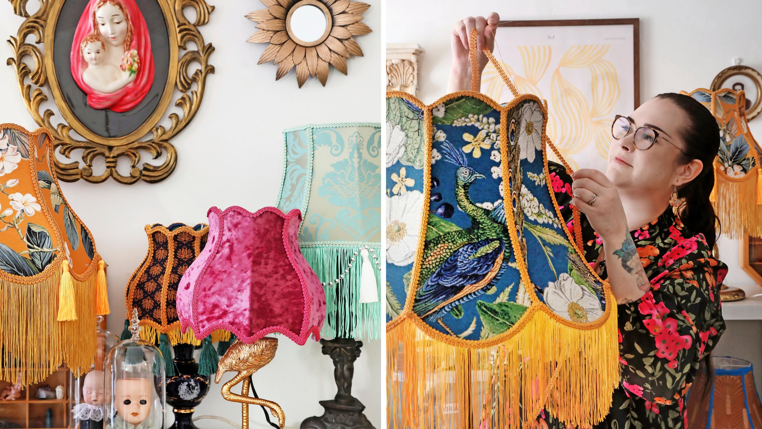 Janni creates stunning lamps from recycled fabrics: “I might buy a thrift store garment just for a beautiful detail”