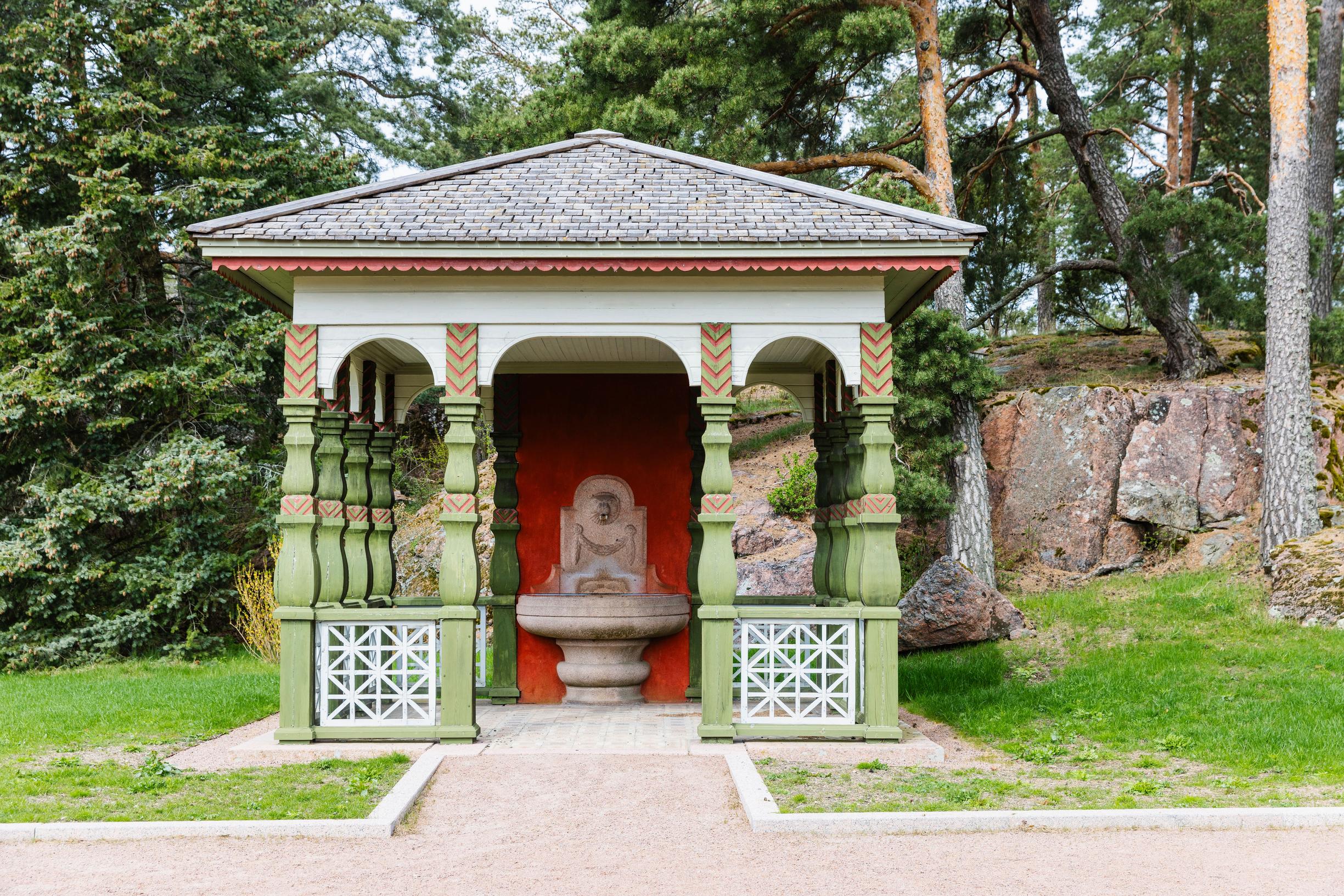 A wooden pavilion