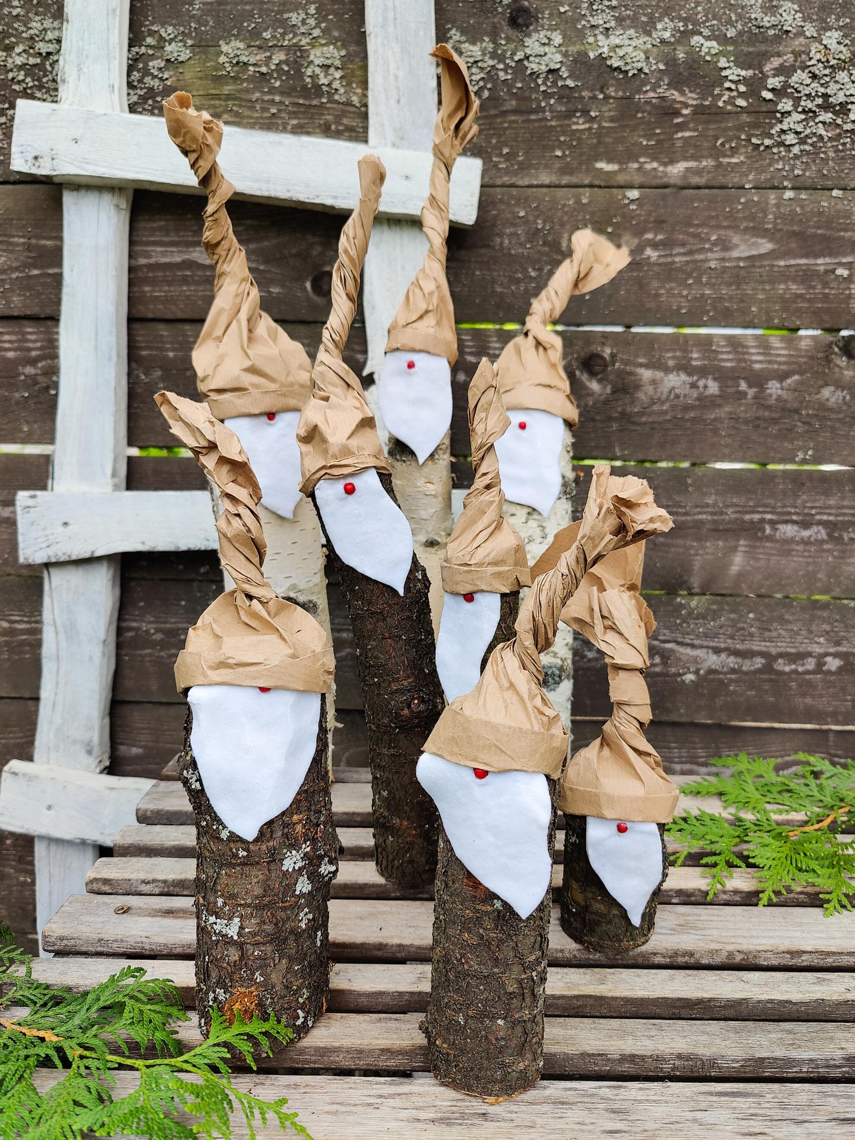 Fireplace elves vanish without a trace—craft fun fire starters from logs