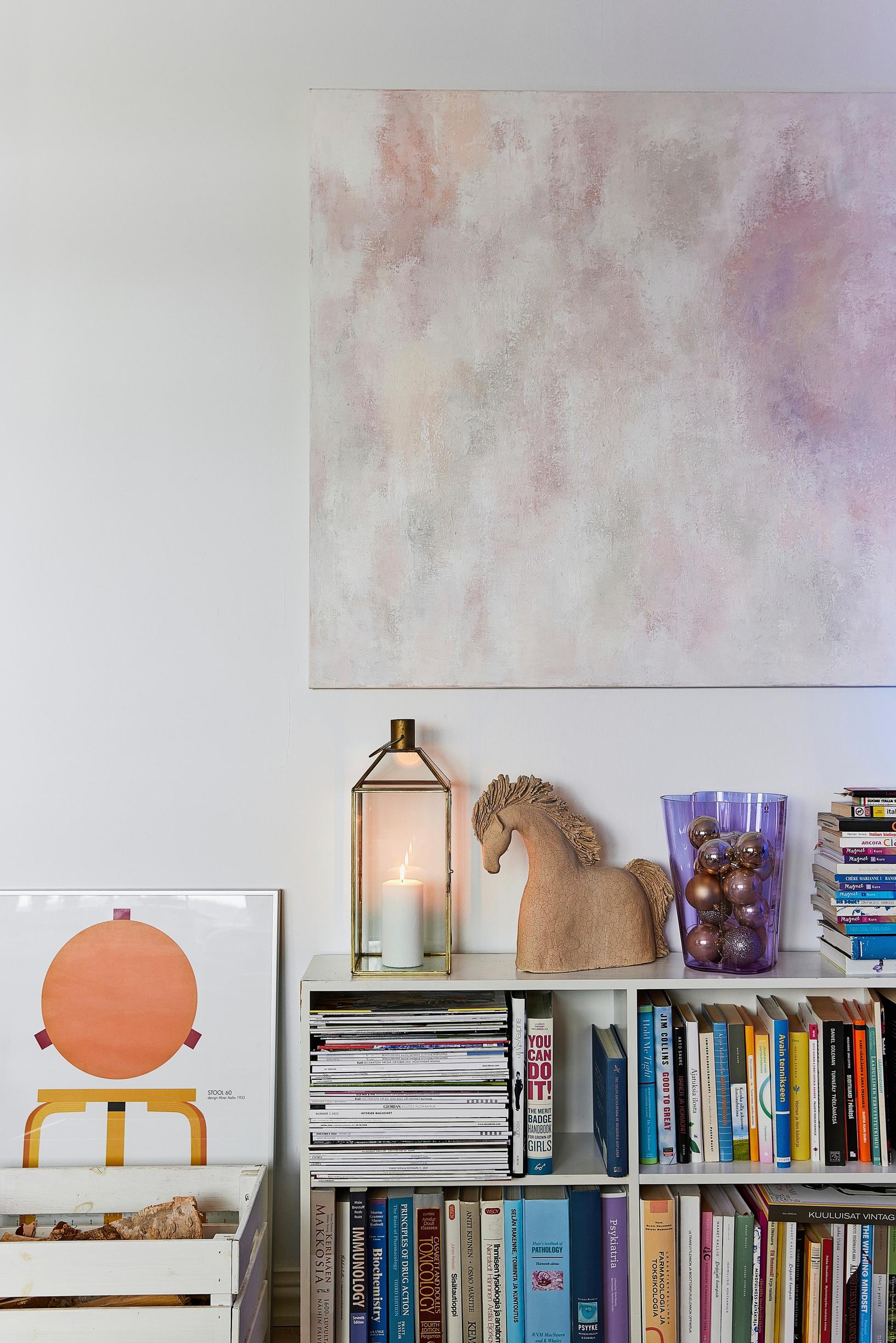 Bookcase and painting