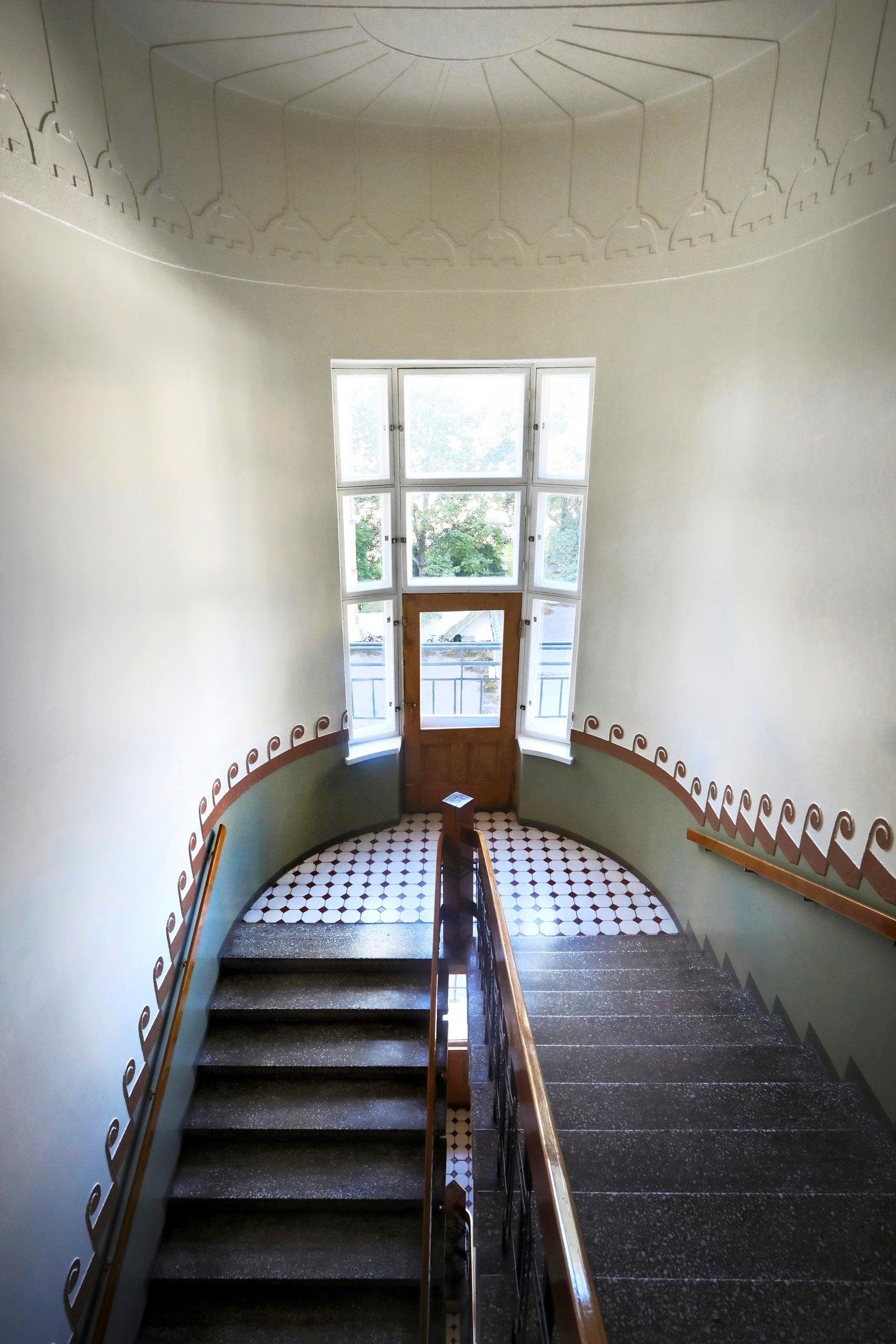 Art nouveau style stairwell in an apartment building