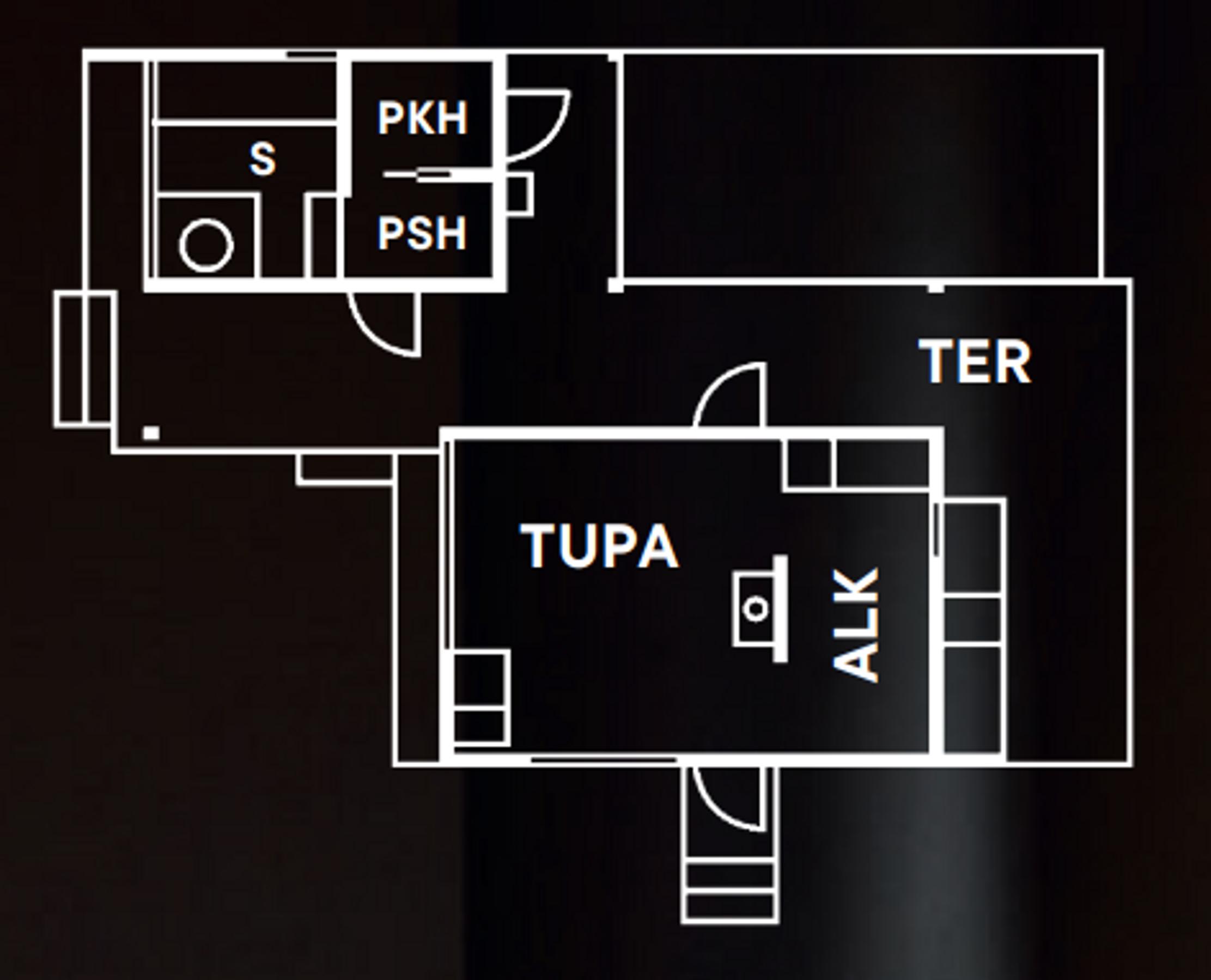 The floor plan of Sikke’s sauna cabin