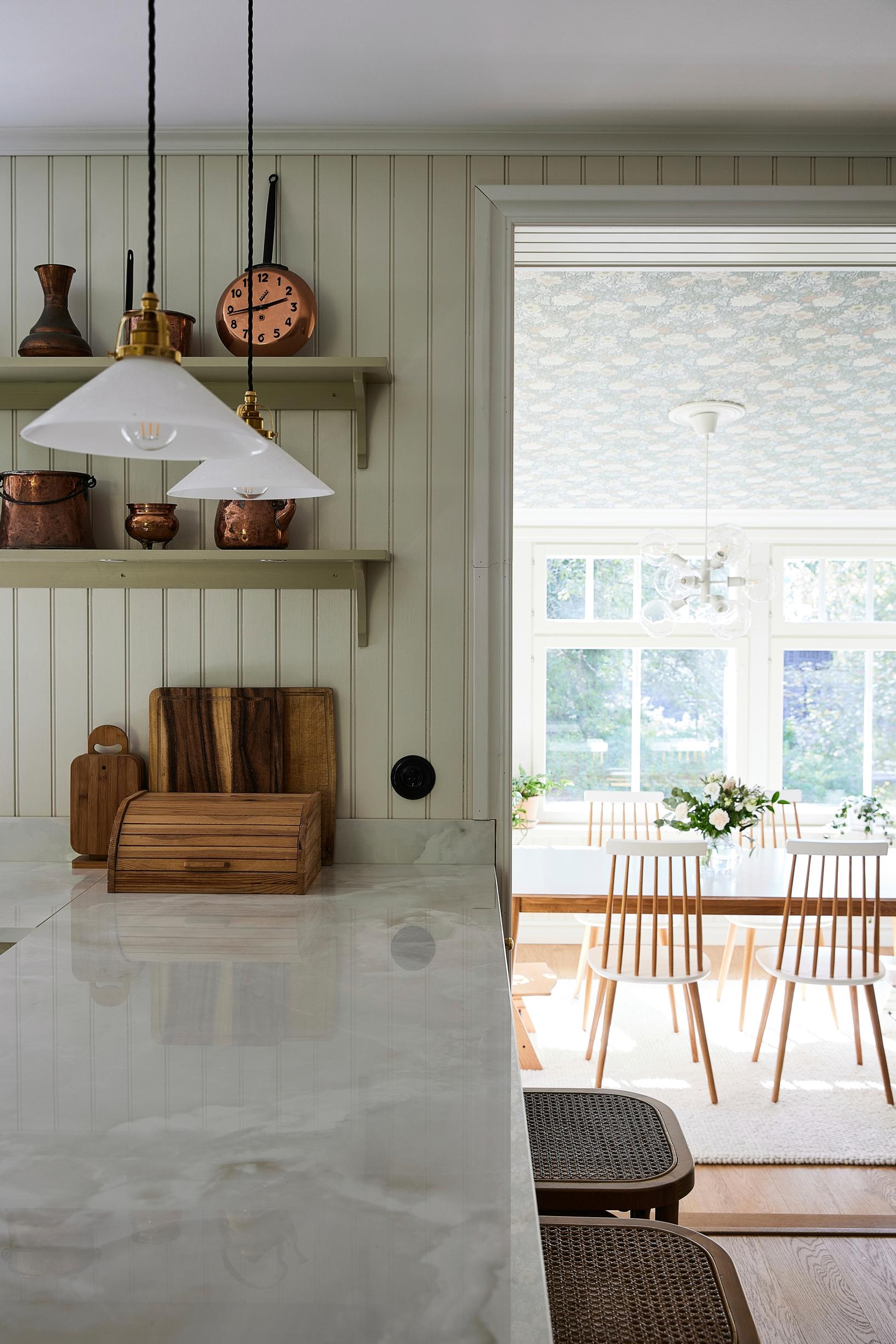 View from the kitchen to the dining area