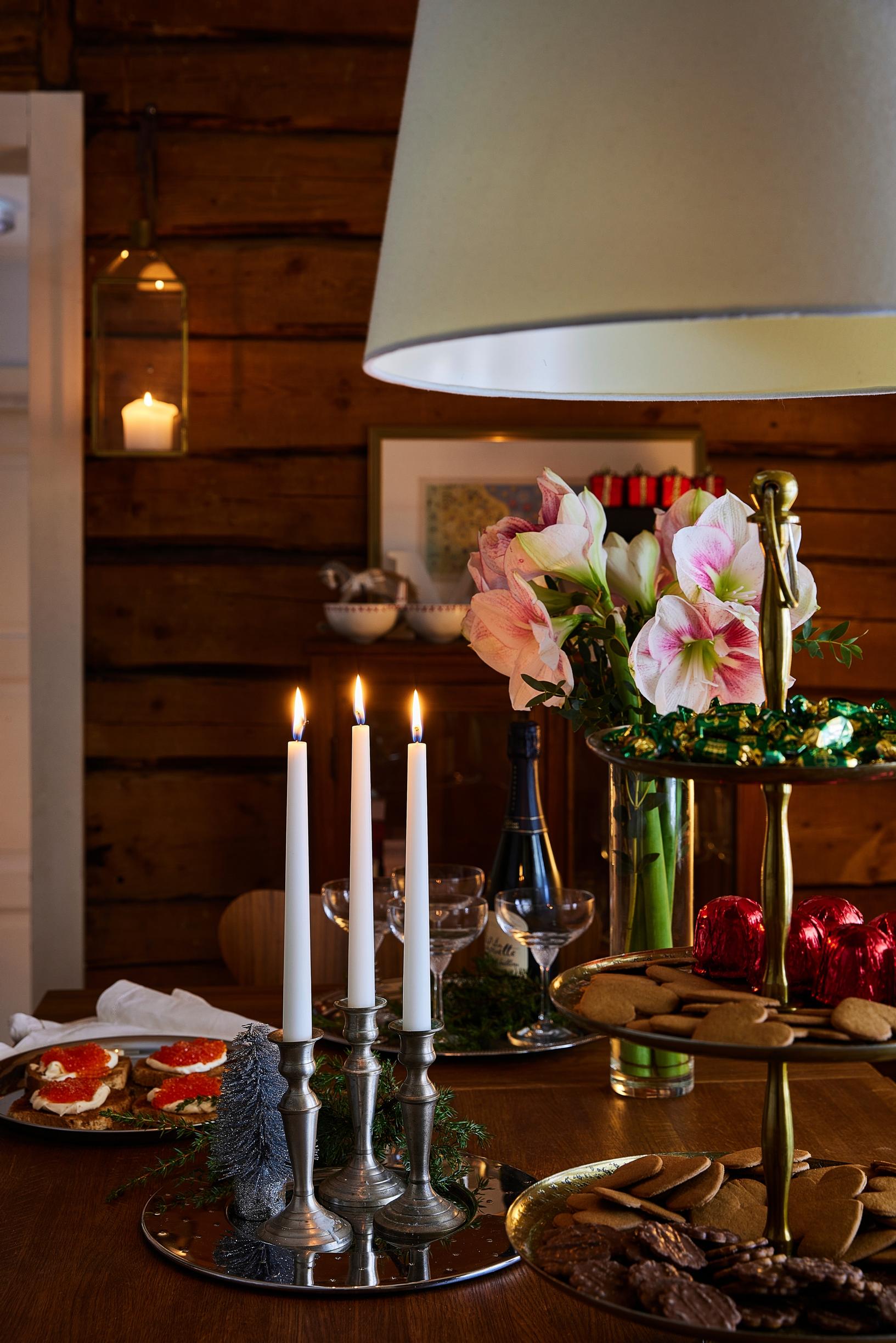Candles and treats on the table